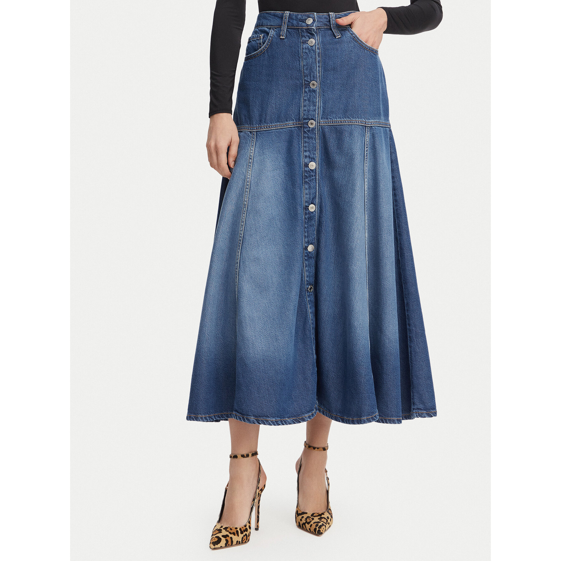 Guess Spódnica jeansowa W6GD09 D0702 Niebieski Regular Fit