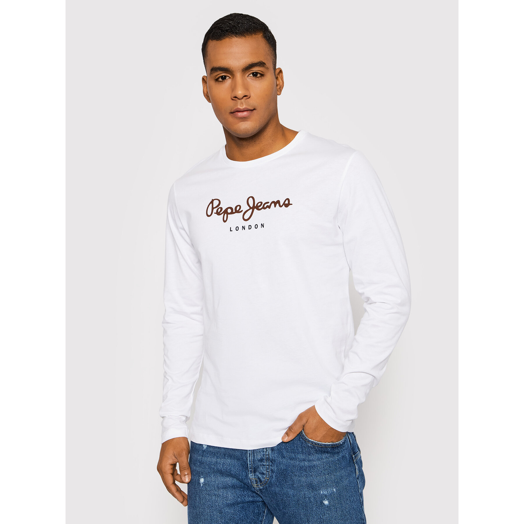 Pepe Jeans Longsleeve Eggo PM508209 Biały Regular Fit