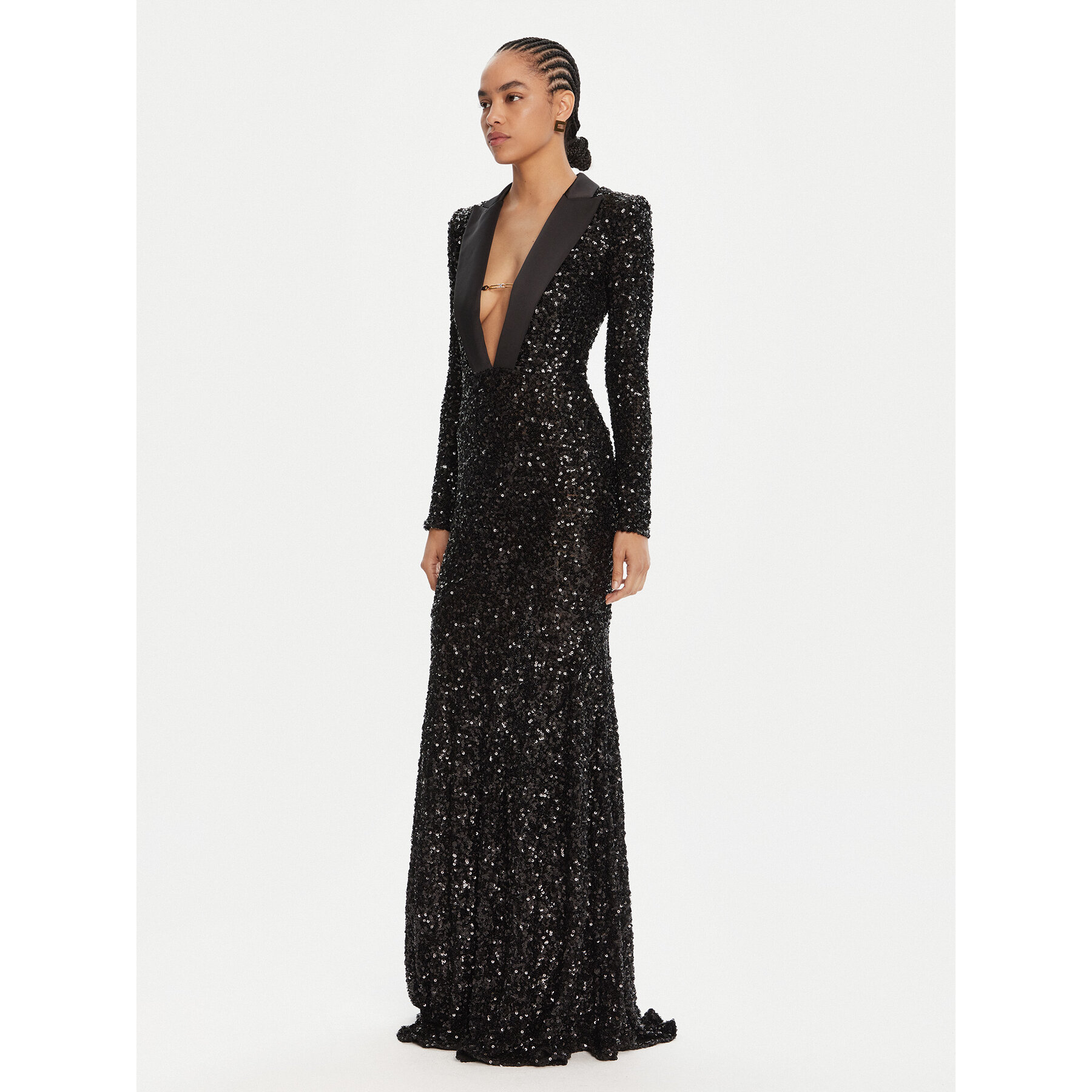 Elisabetta Franchi Sukienka wieczorowa AB-R13-56E2-V860 Czarny Regular Fit