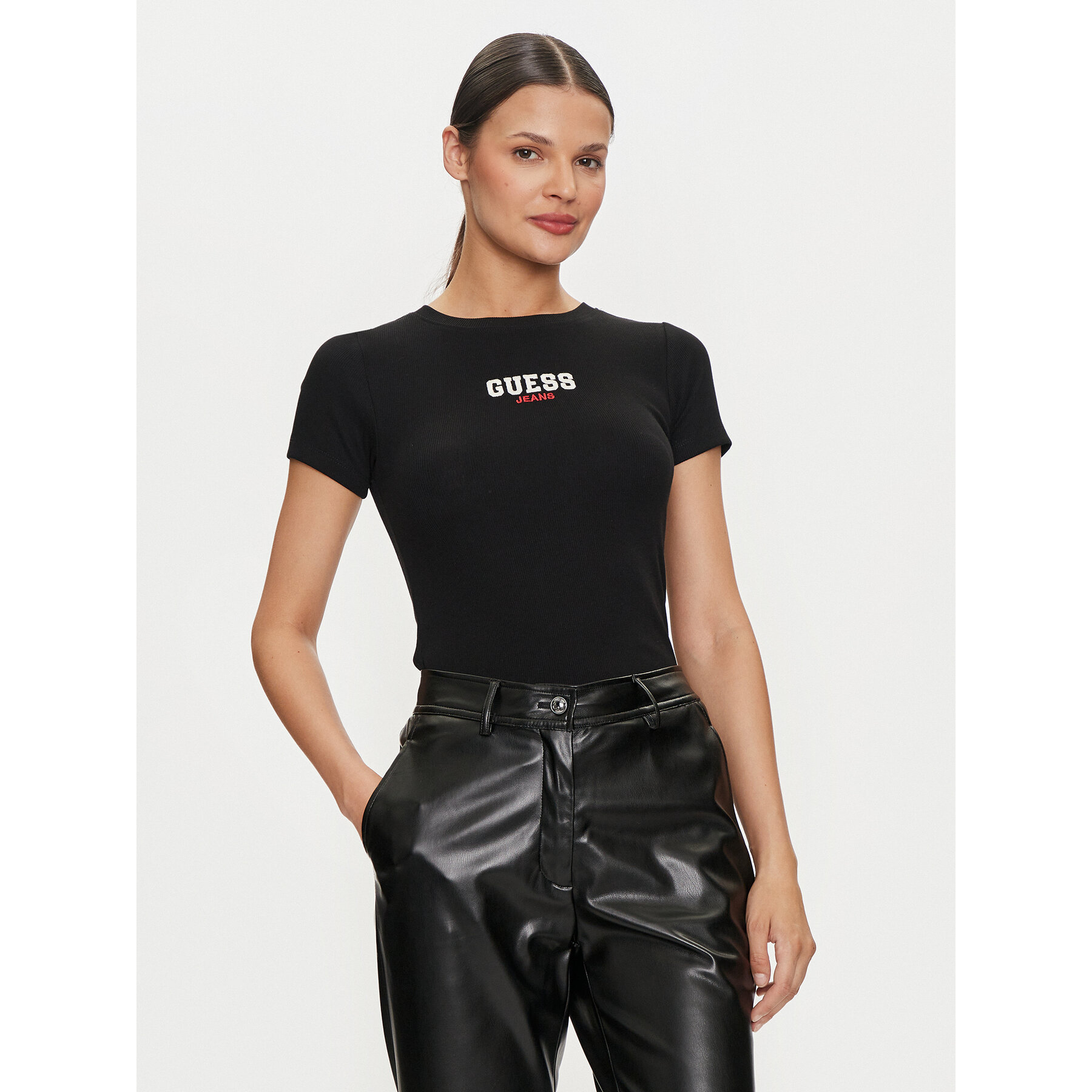 Guess Jeans T-Shirt W4YI64 KA0H1 Czarny Slim Fit