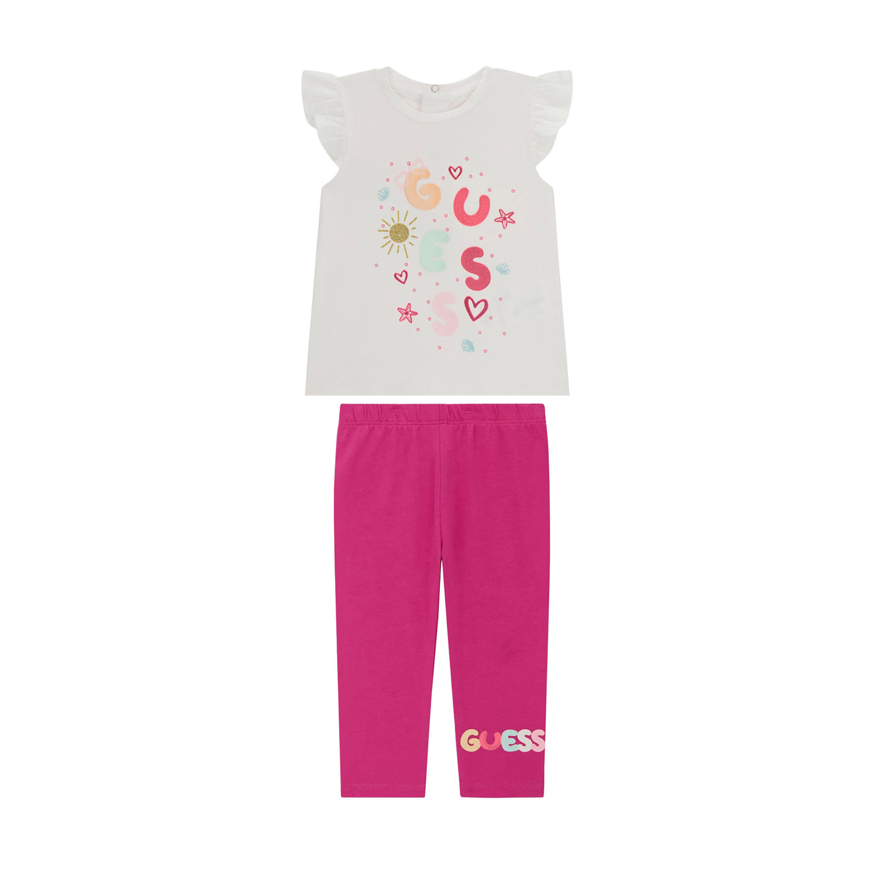 Guess Komplet t-shirt i legginsy A6GG08 K6YW4 Biały Regular Fit