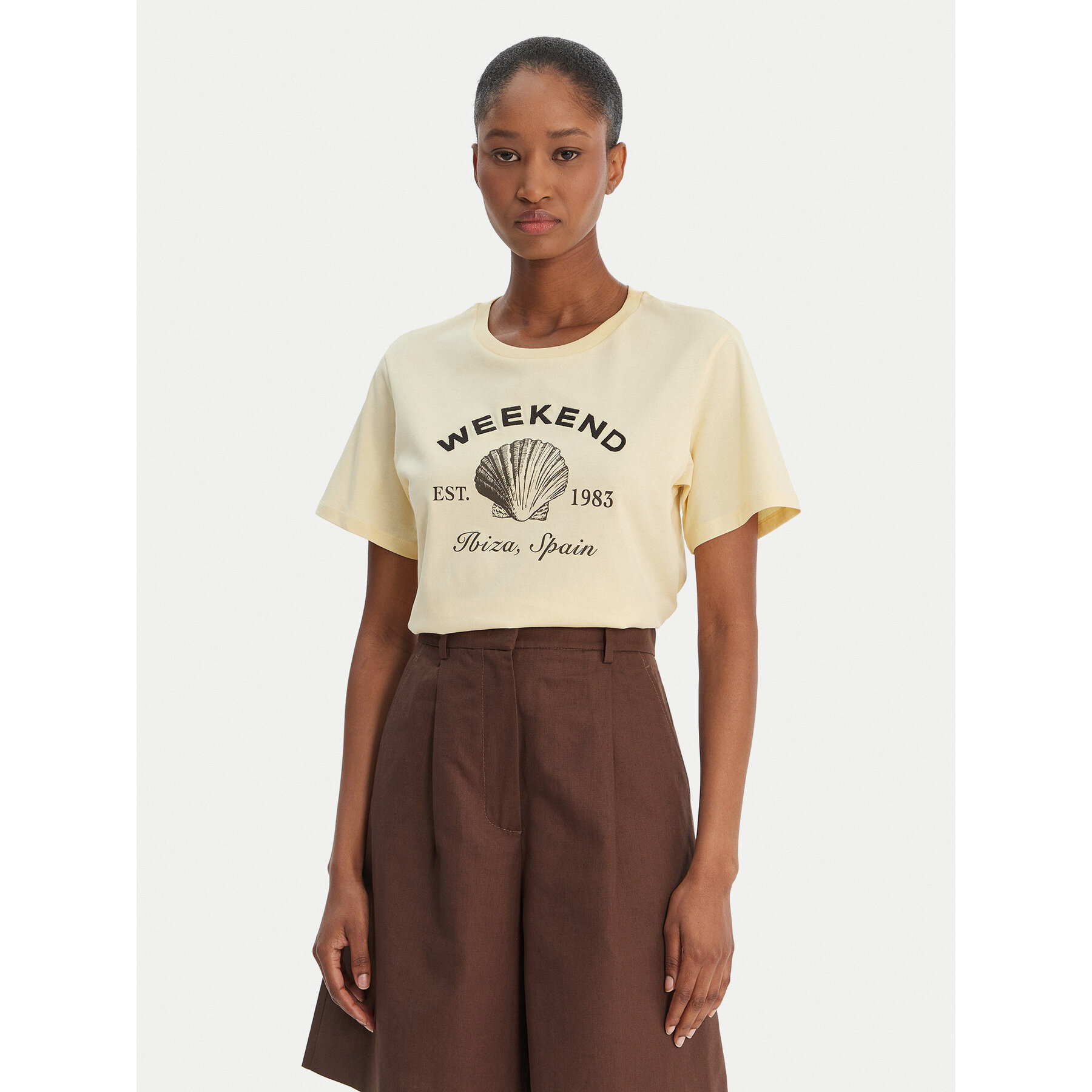 Weekend Max Mara T-Shirt Bora 2615971042 Żółty Regular Fit