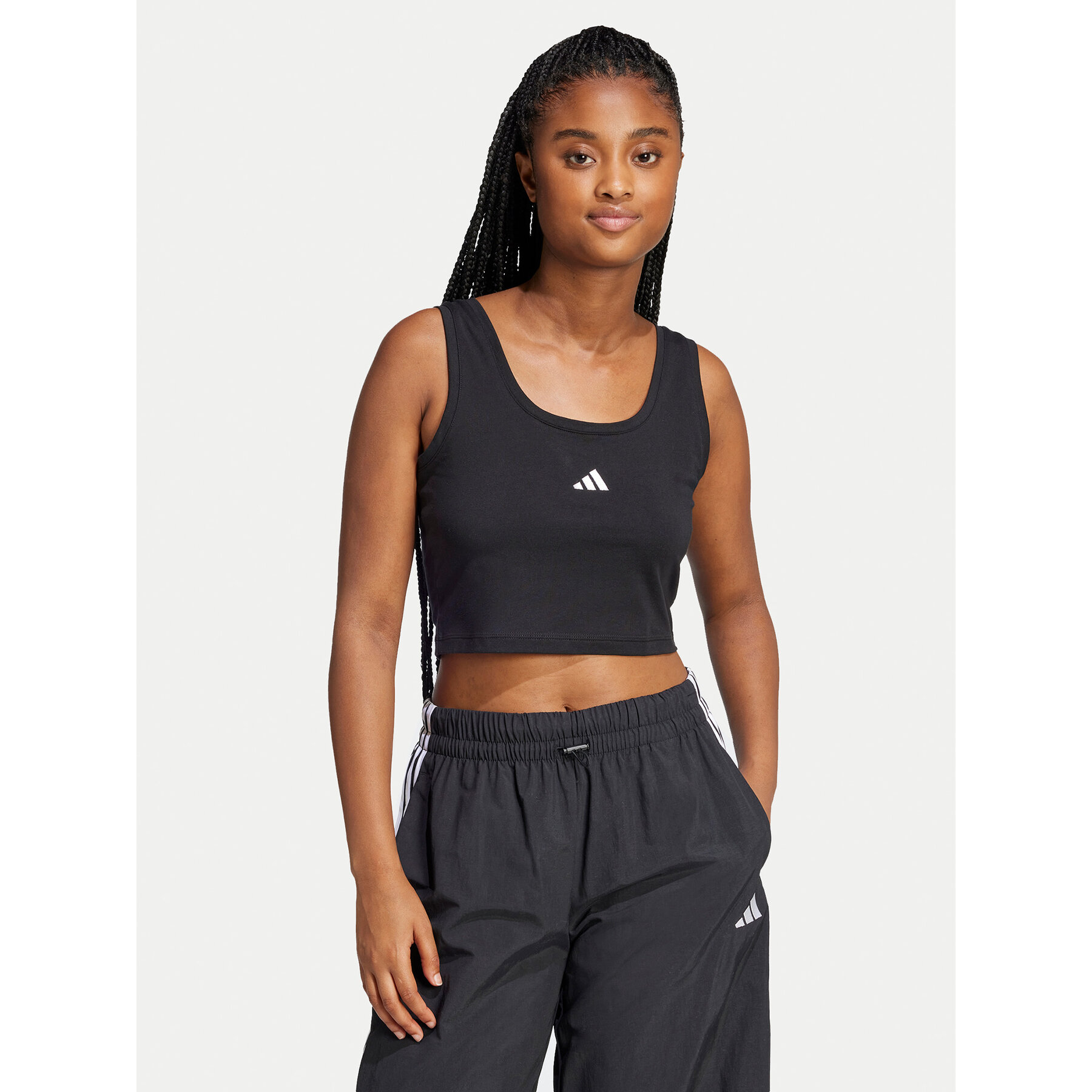 adidas Top Essentials Small Logo JE1321 Czarny Slim Fit