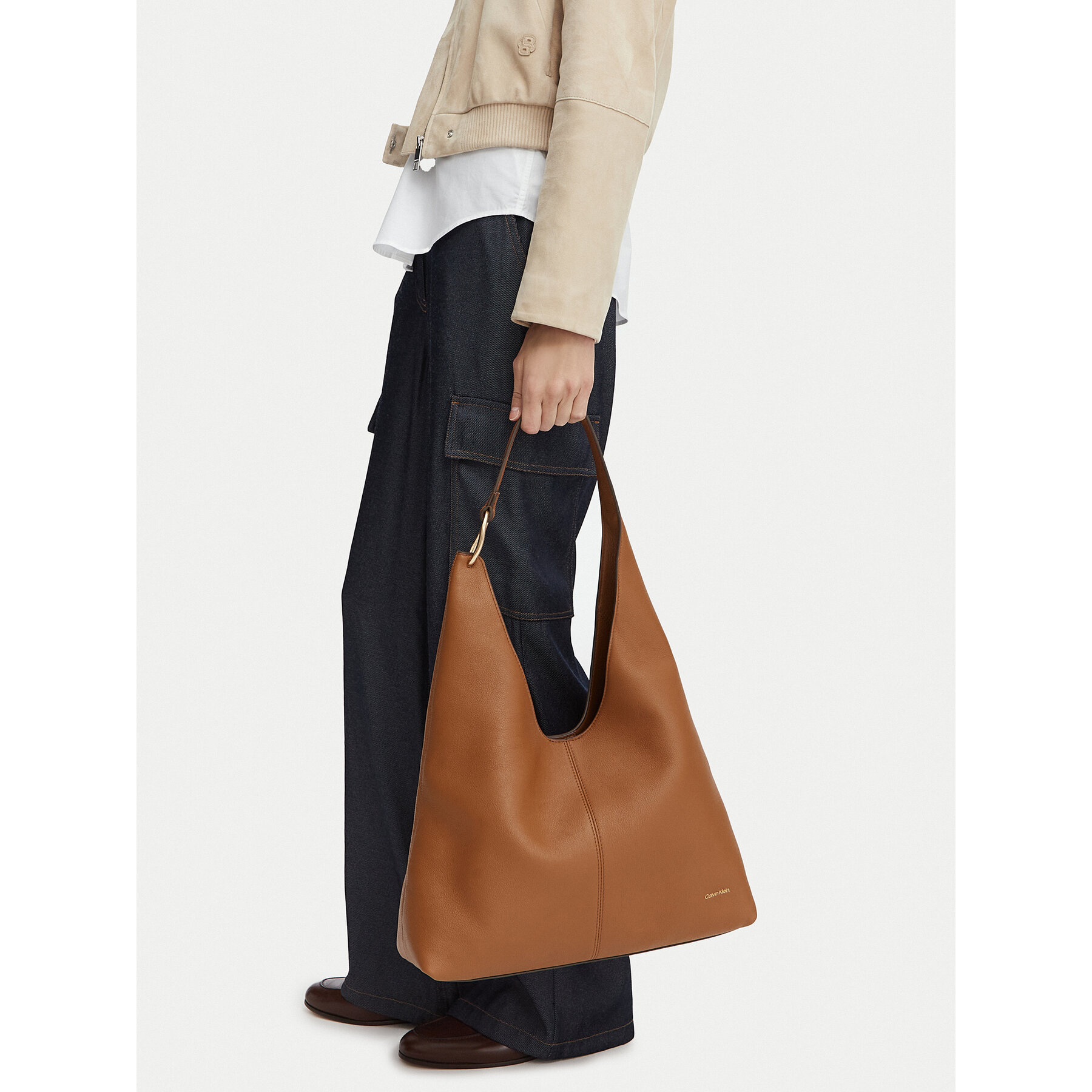 Calvin Klein Torebka Slouchy Leather Md Shoulder Bag LV04F3543G Zielony