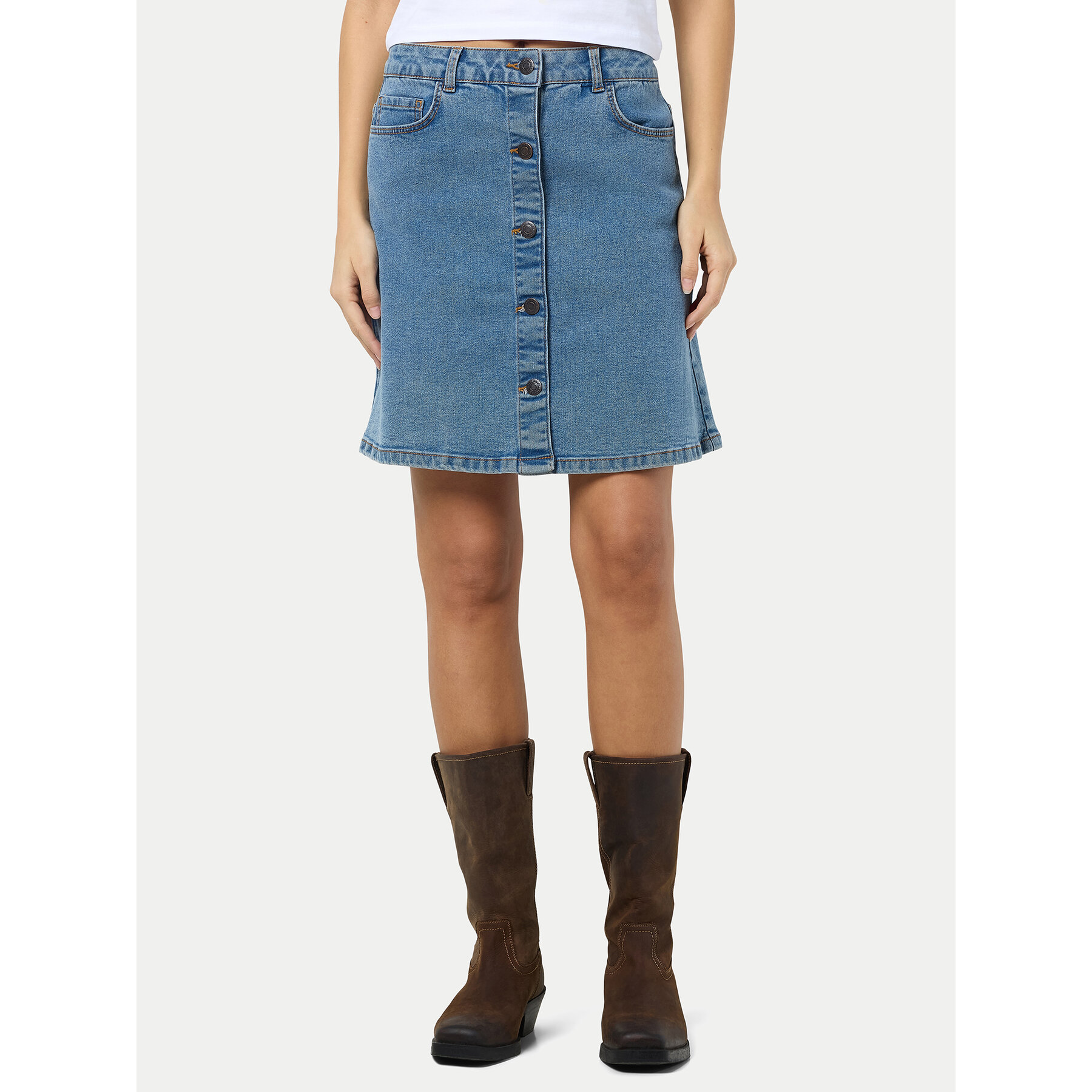 Noisy May Spódnica jeansowa Ronnie 27032521 Niebieski Regular Fit