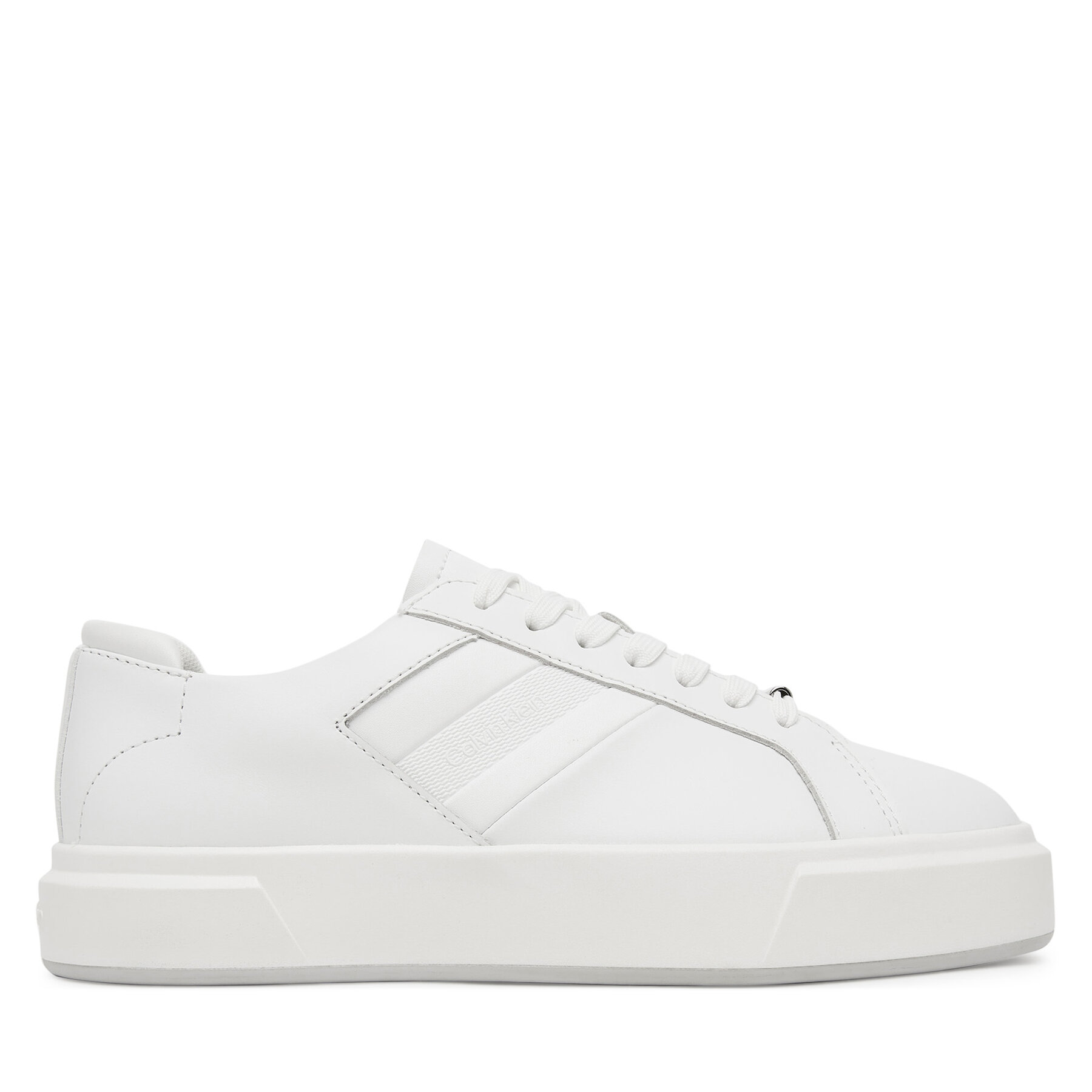 Calvin Klein Sneakersy Basket Cups Lace Up Logo Tape YW0YW02007 Biały