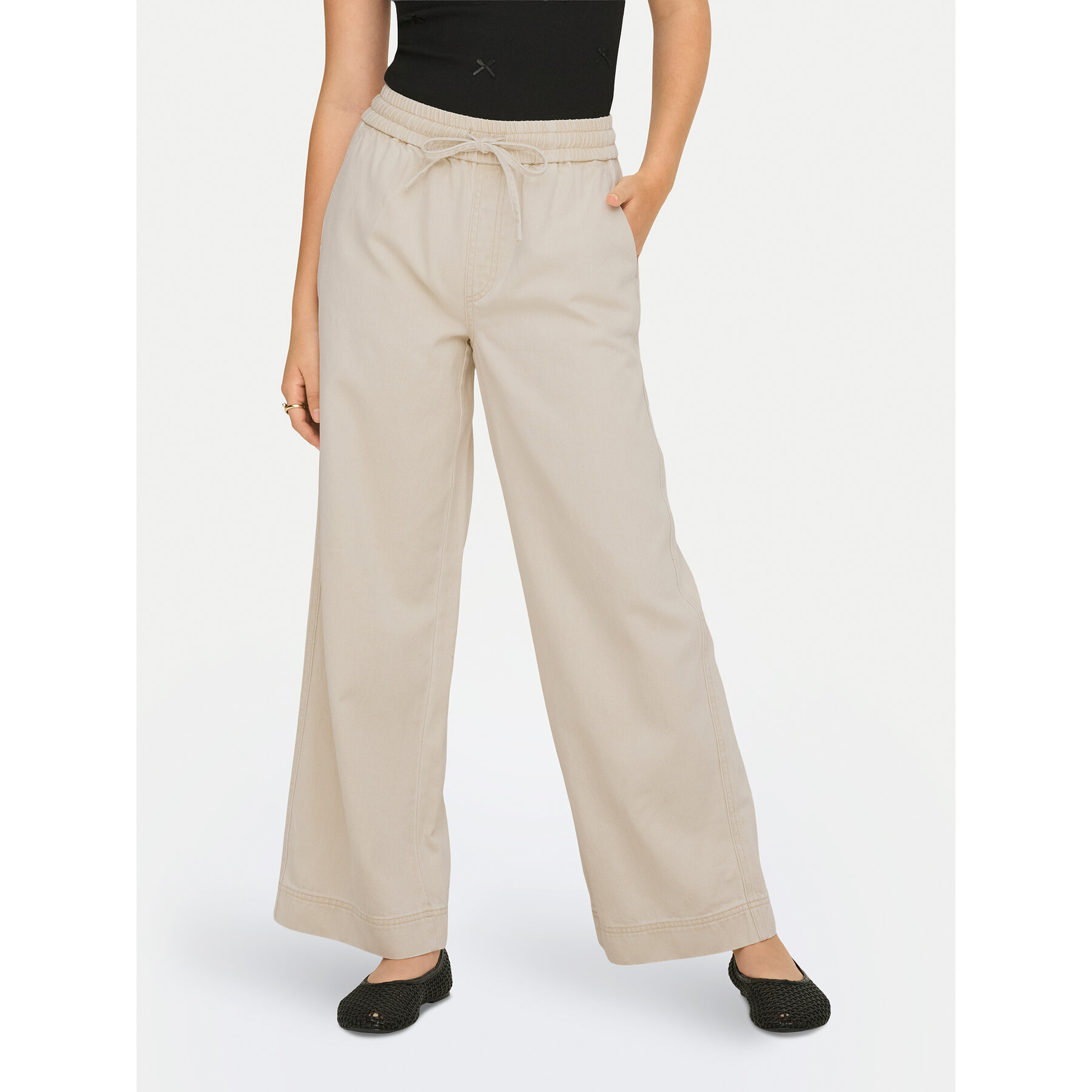ONLY Spodnie materiałowe Maisa 15367380 Beżowy Wide Leg