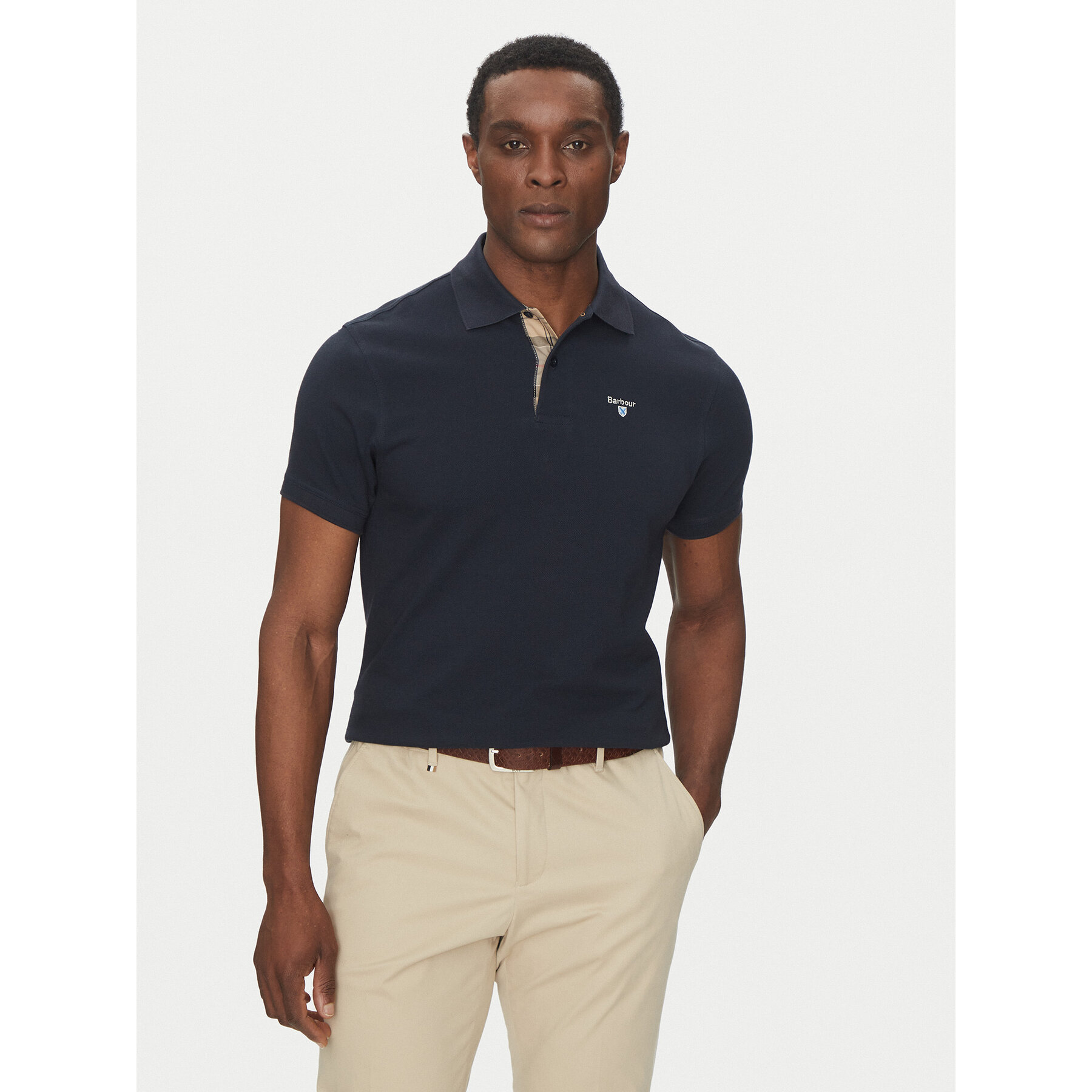 Barbour Polo Tartan MML0012NY31 Granatowy Tailored Fit