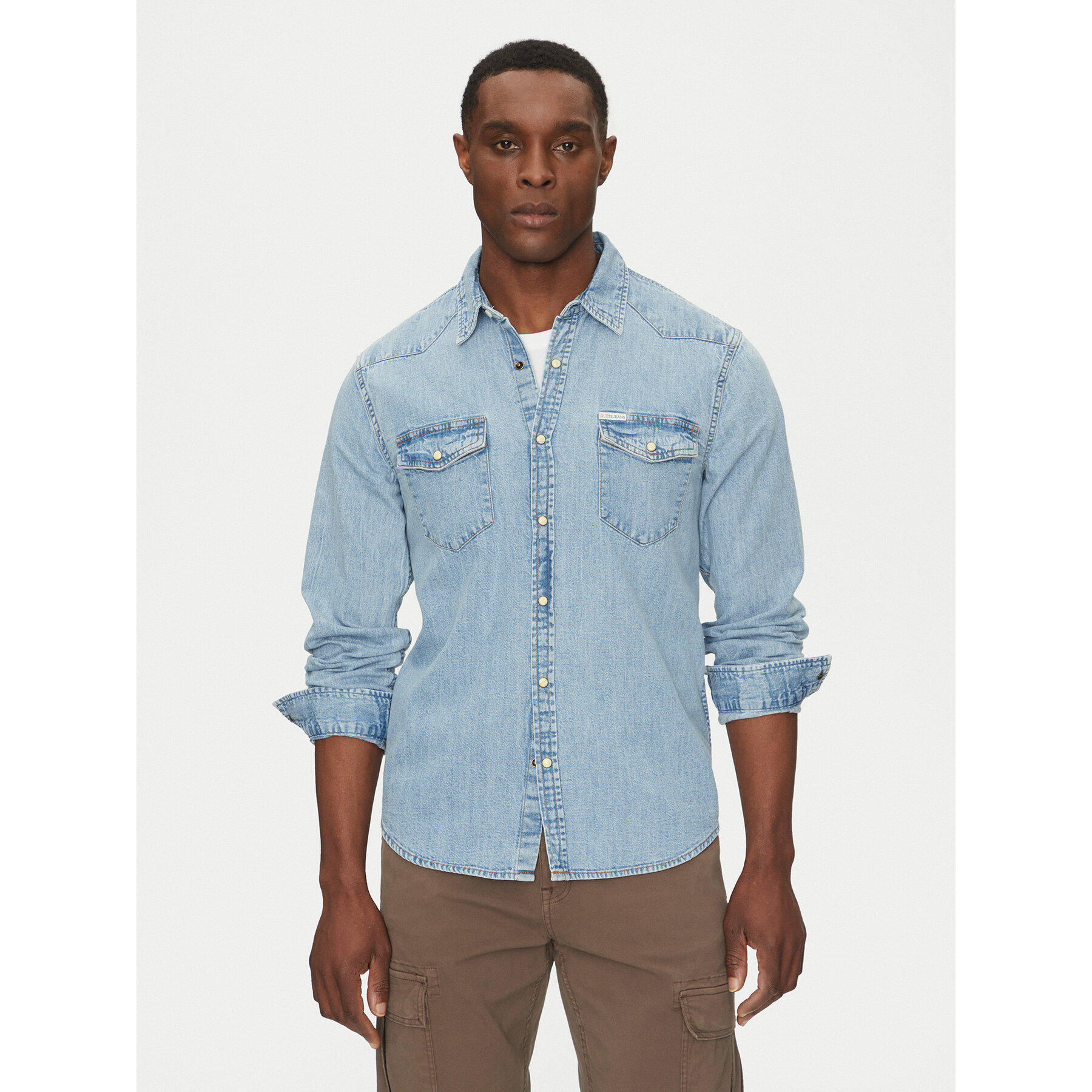 Guess Jeans Koszula M5RH55 D5M82 Niebieski Regular Fit