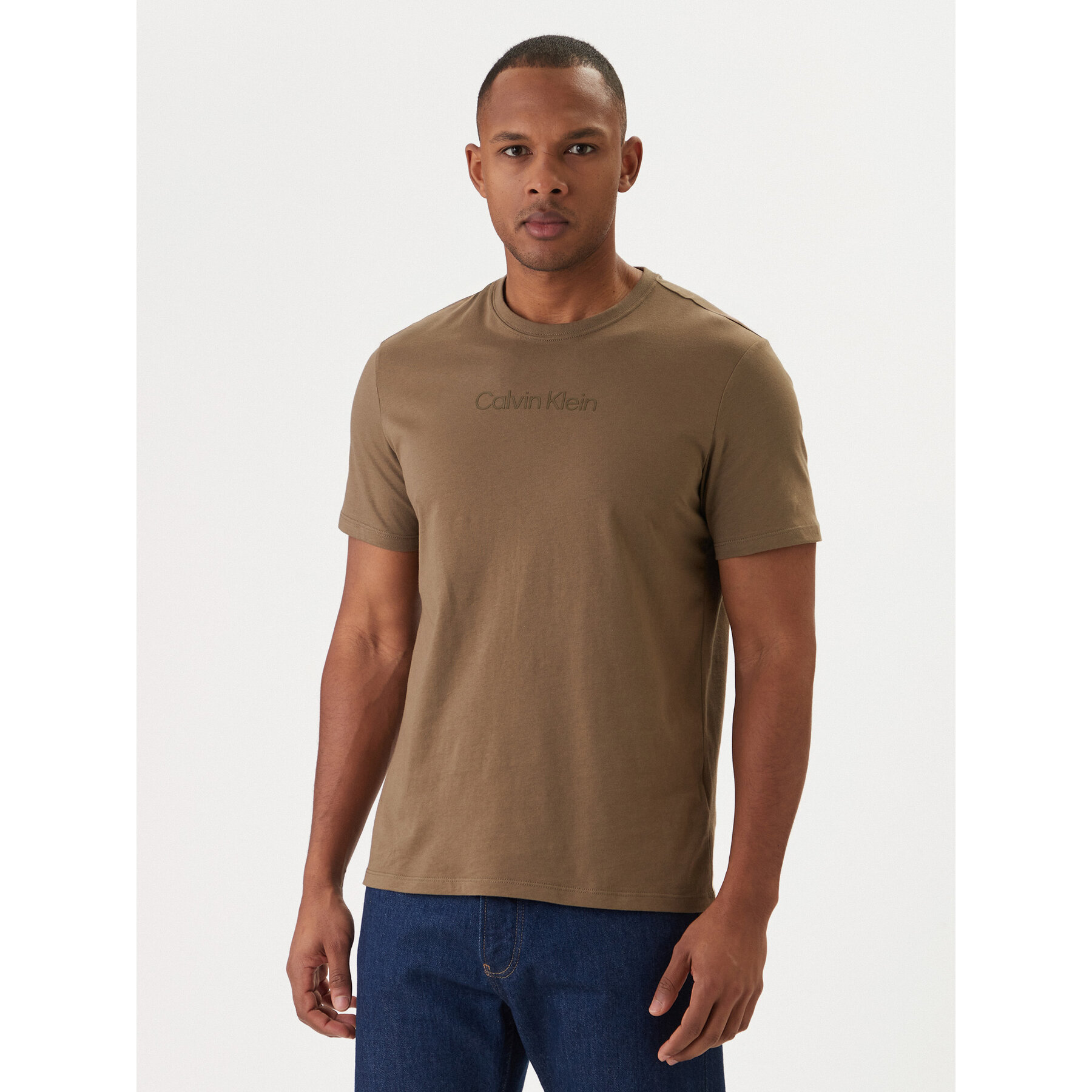 Calvin Klein T-Shirt Logo 30s LV04LD230G Brązowy Regular Fit