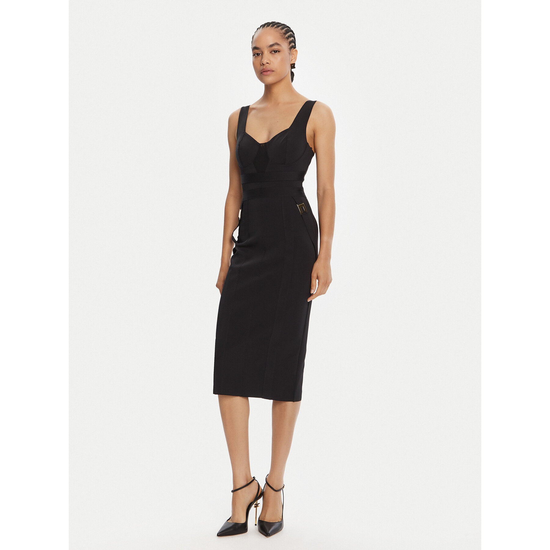 Elisabetta Franchi Sukienka koktajlowa AB-810-56E2-V520 Czarny Regular Fit