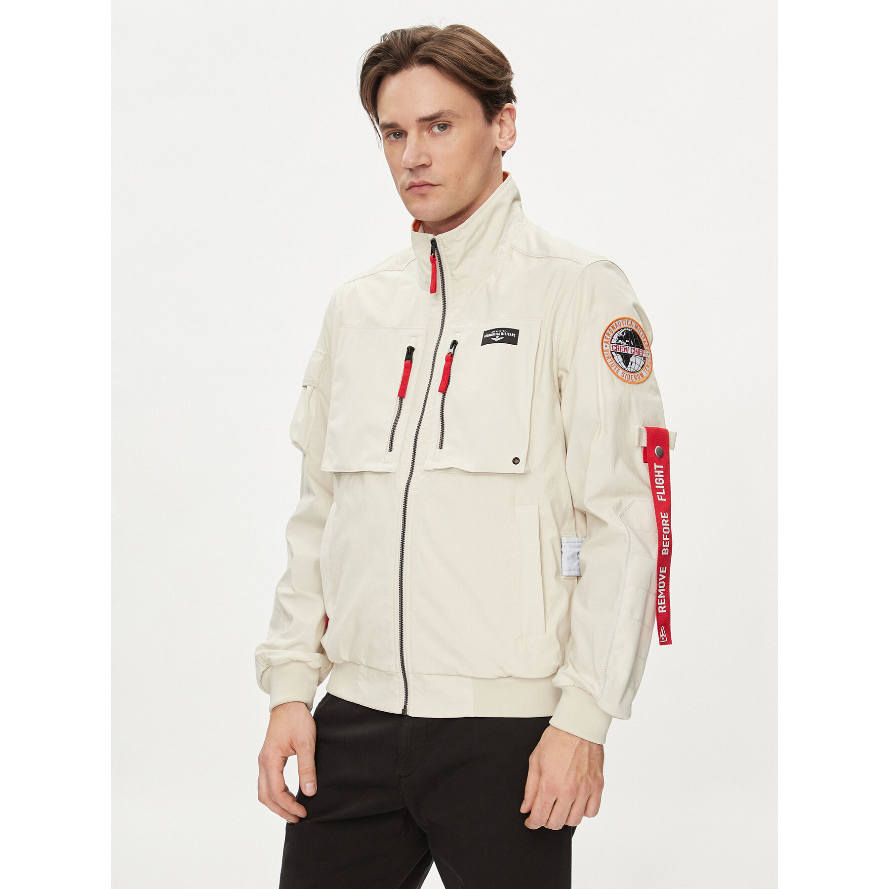 Aeronautica Militare Kurtka bomber 241AB2152CT3260 Écru Regular Fit