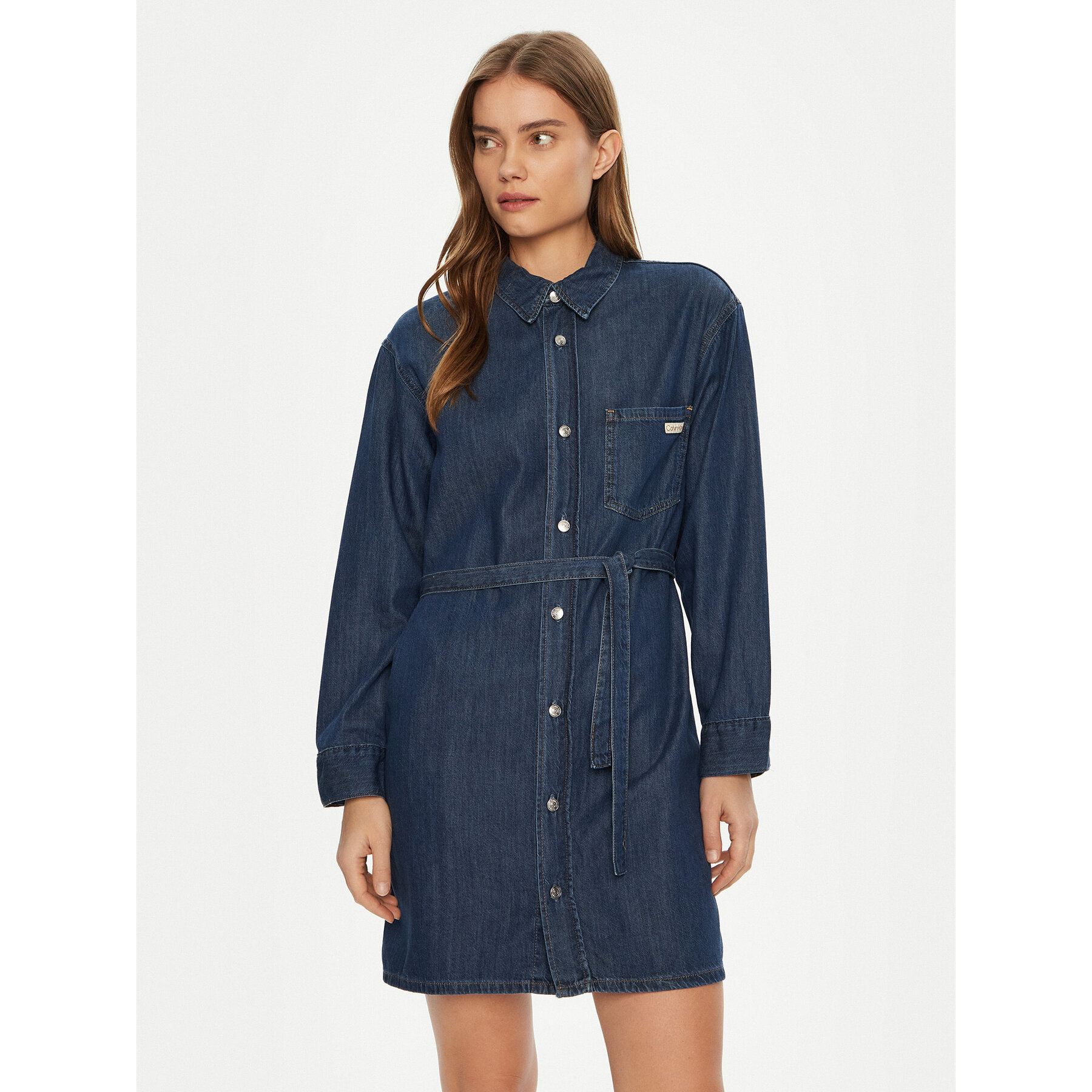 Calvin Klein Jeans Sukienka koszulowa J20J225008 Granatowy Regular Fit