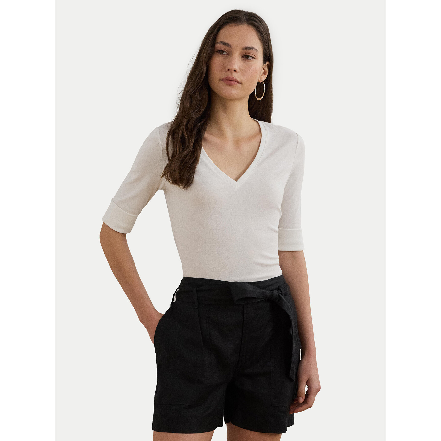 LAUREN RALPH LAUREN Bluzka 200815843001 Biały Slim Fit