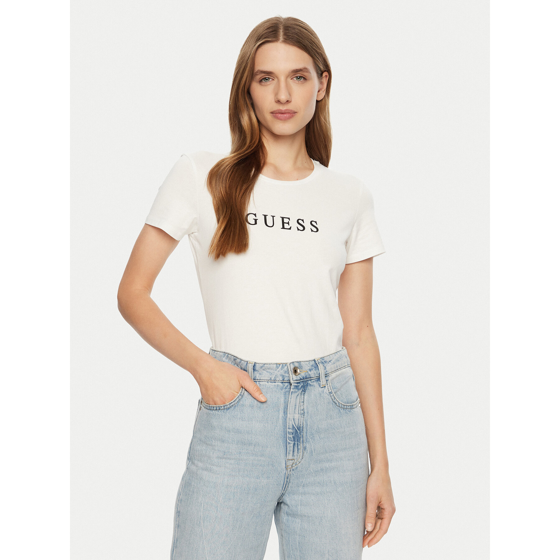 Guess T-Shirt O5RI01 KBBU1 Biały Slim Fit