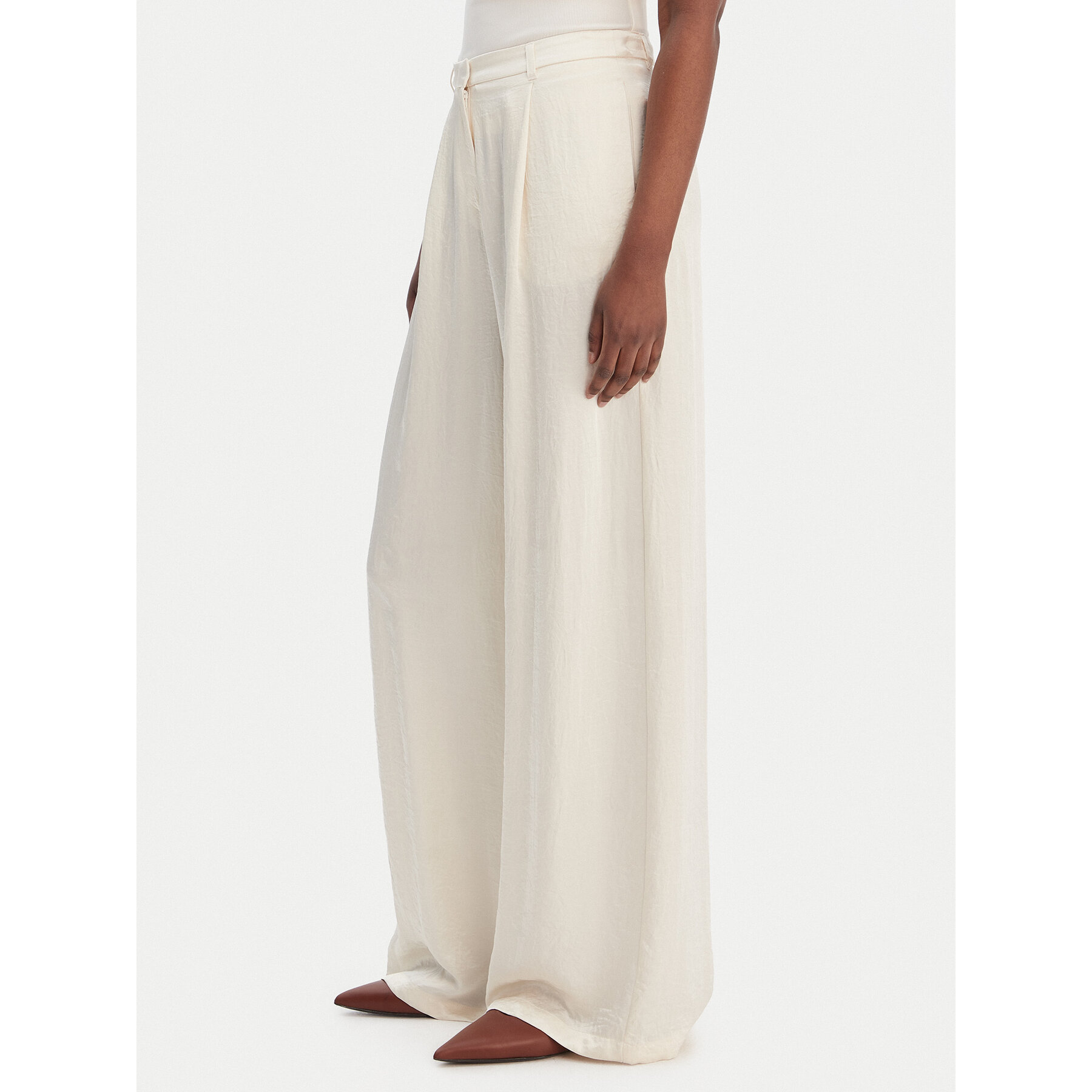 Marella Spodnie palazzo Formato 2613131035 Écru Wide Leg