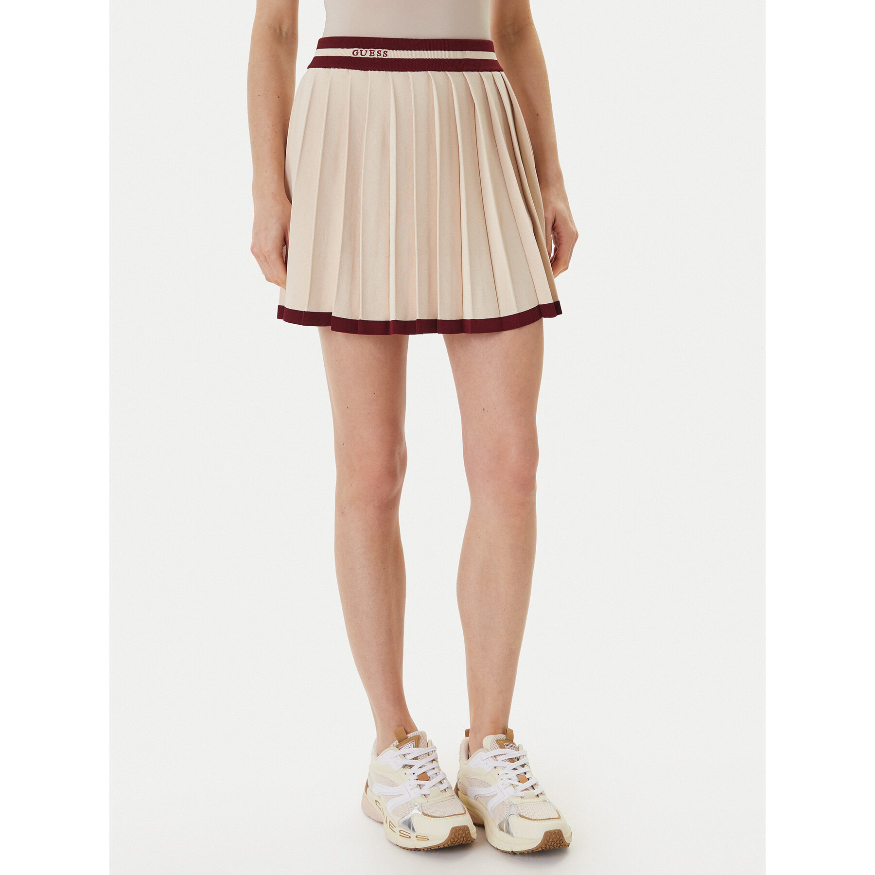 Guess Spódnica plisowana V6GD04 Z0649 Beżowy Regular Fit