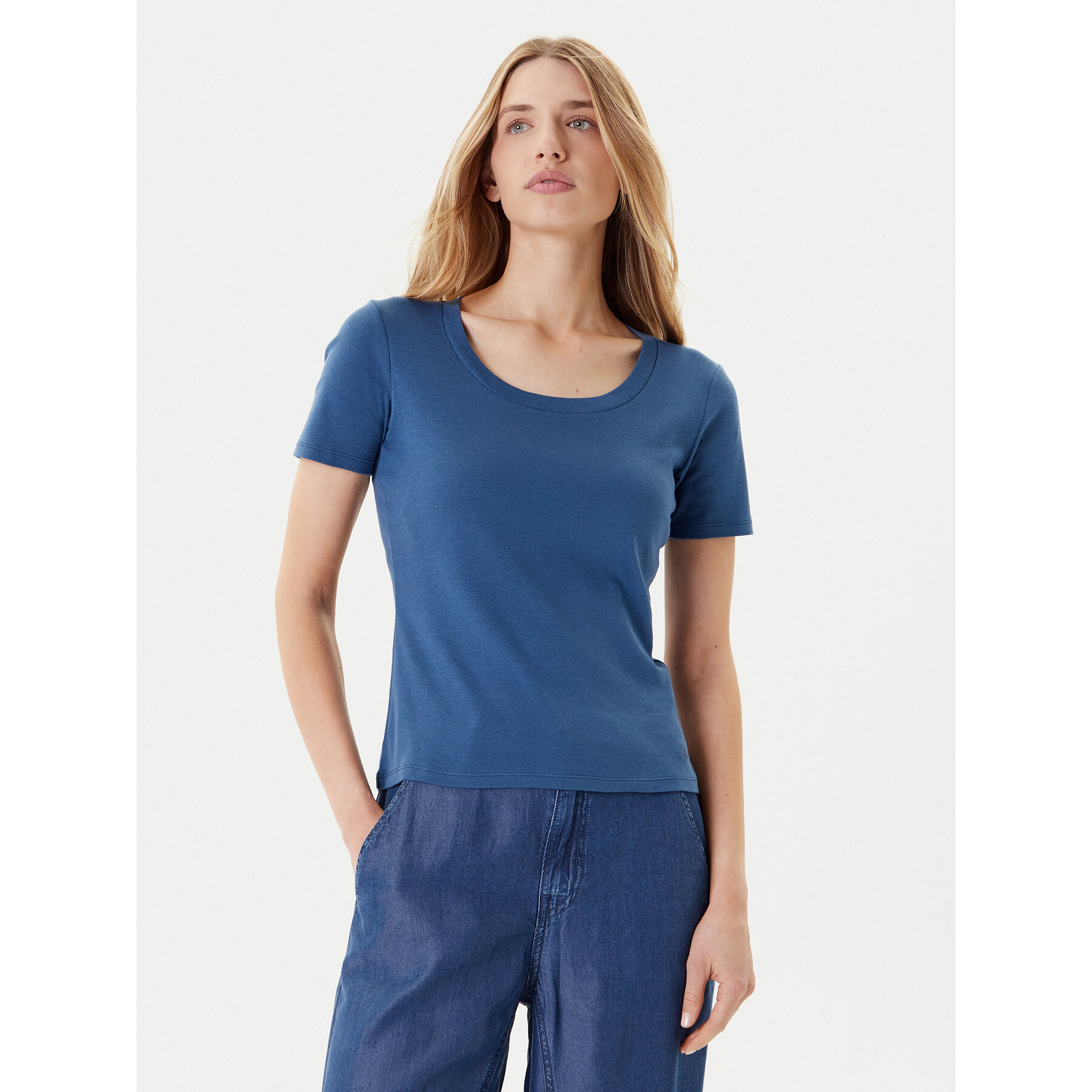 United Colors Of Benetton T-Shirt 3GA2D1066 Granatowy Slim Fit
