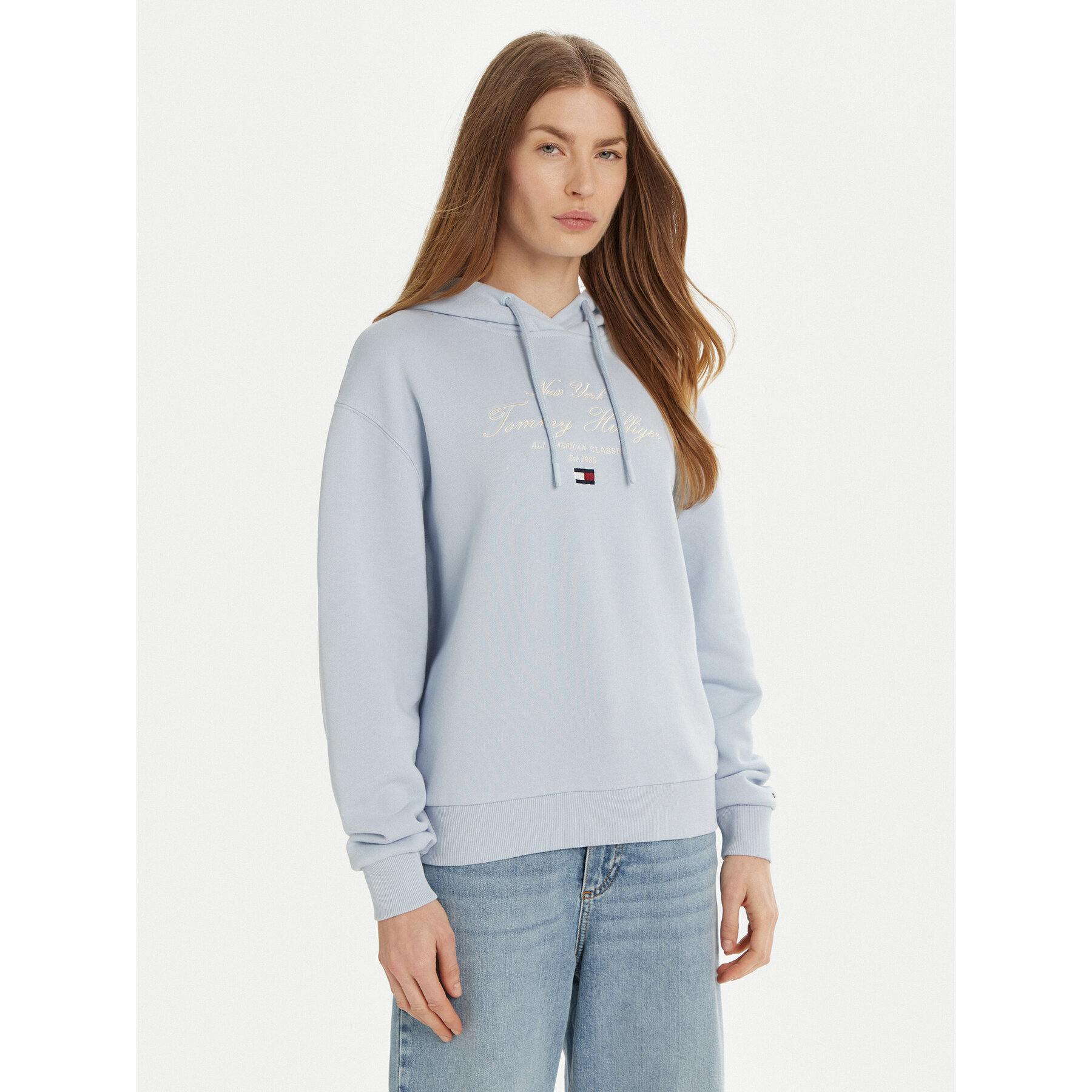 Tommy Hilfiger Bluza Modern Script Graphic WW0WW43842 Błękitny Regular Fit