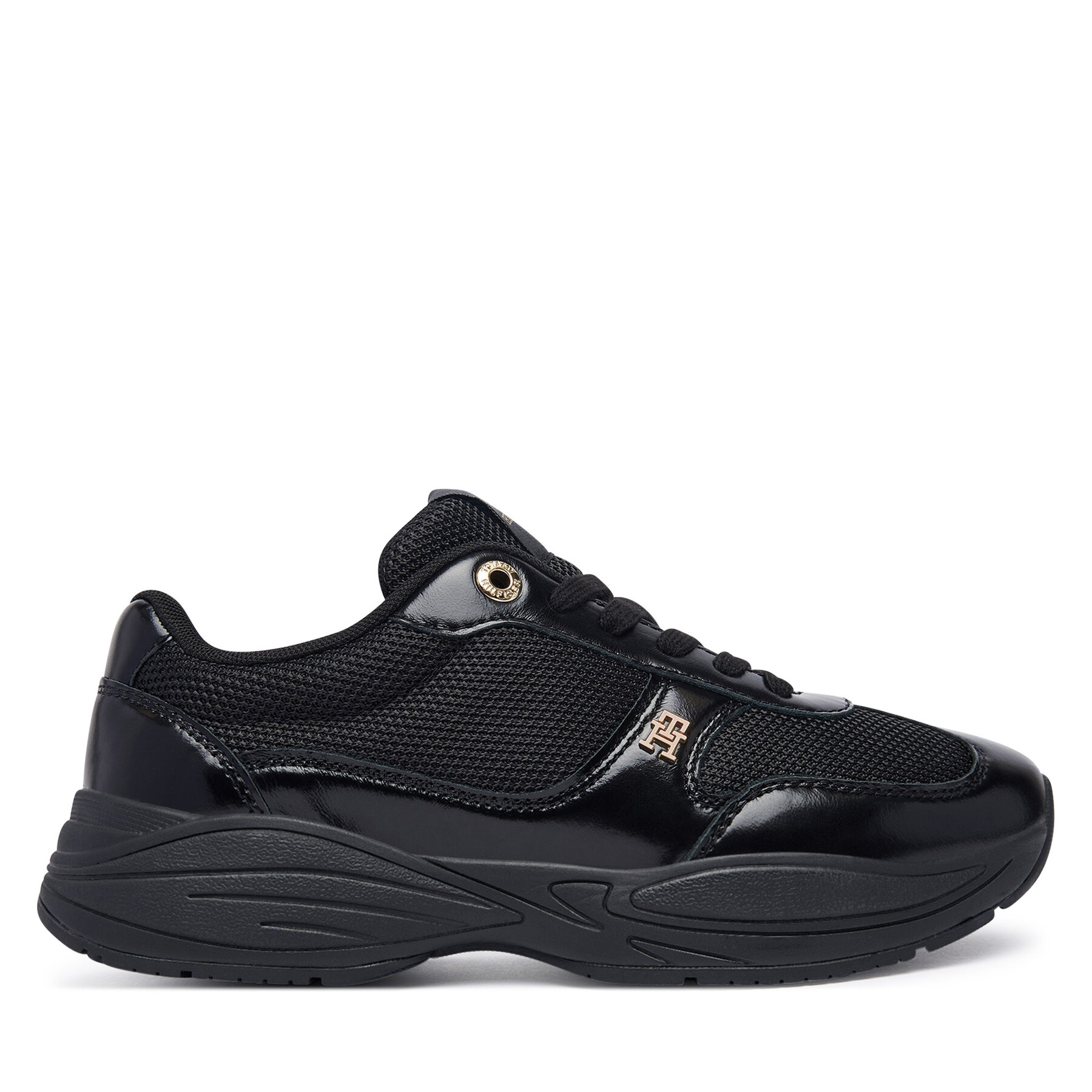 Tommy Hilfiger Sneakersy Modern Runner Shiny Leather FW0FW09413 Czarny