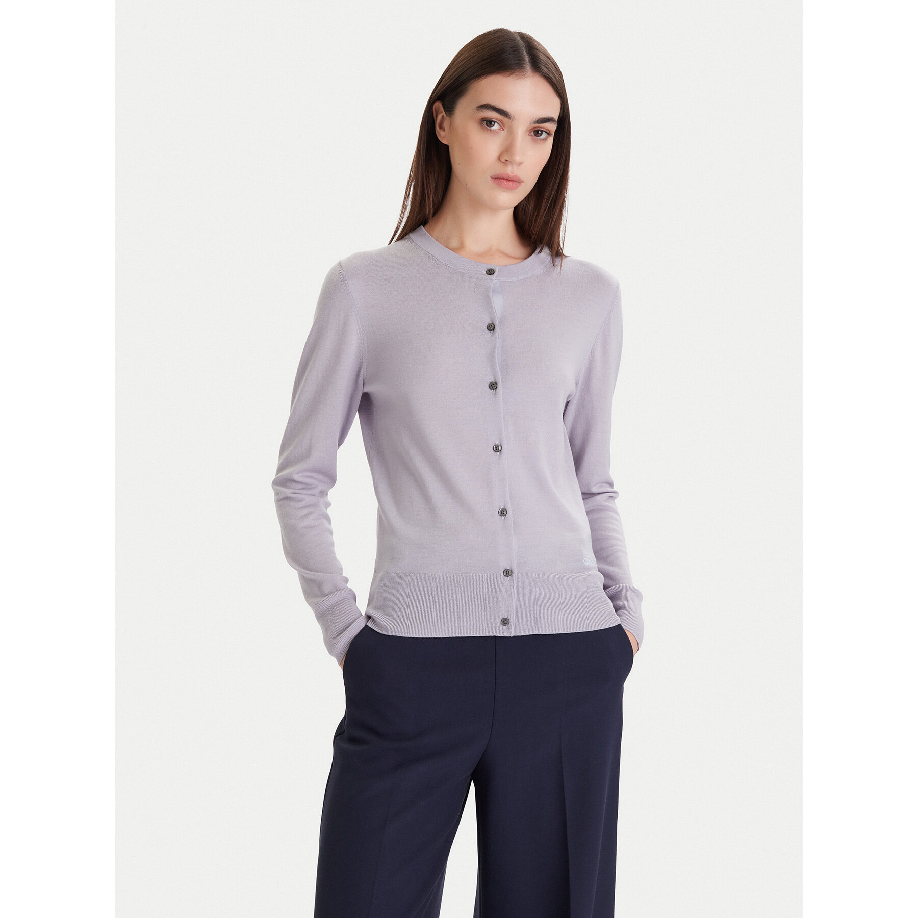 Calvin Klein Kardigan LV044D323G Szary Slim Fit
