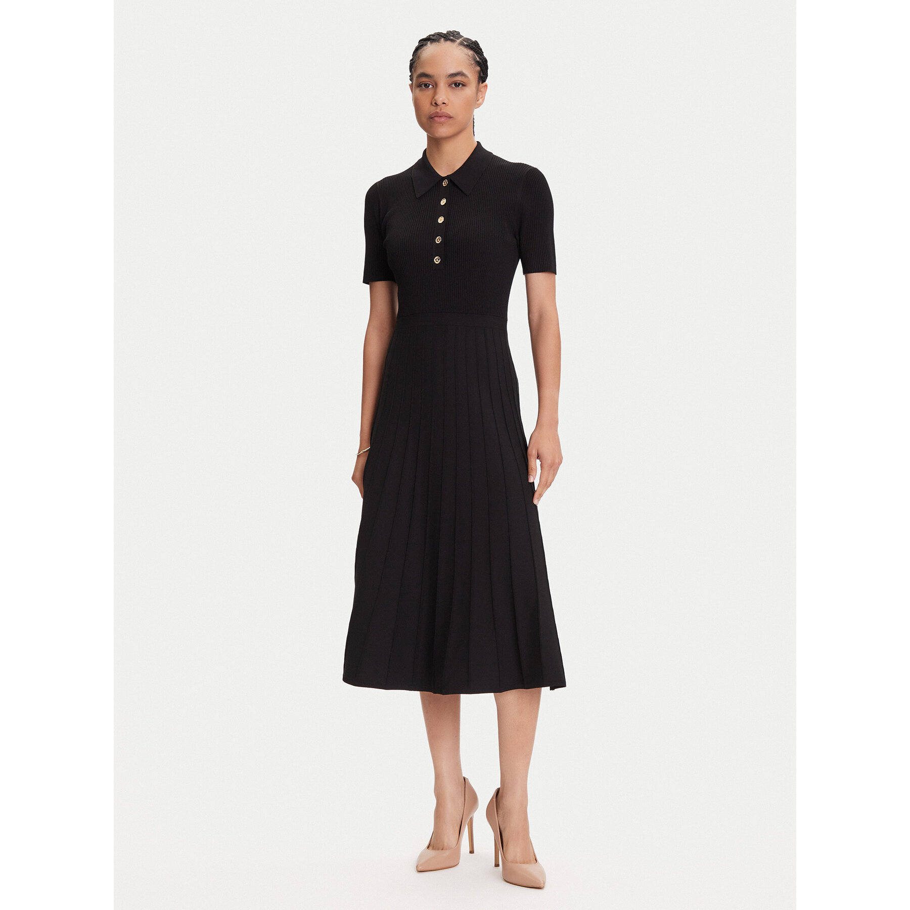 MICHAEL Michael Kors Sukienka dzianinowa MT5834F33D Czarny Regular Fit