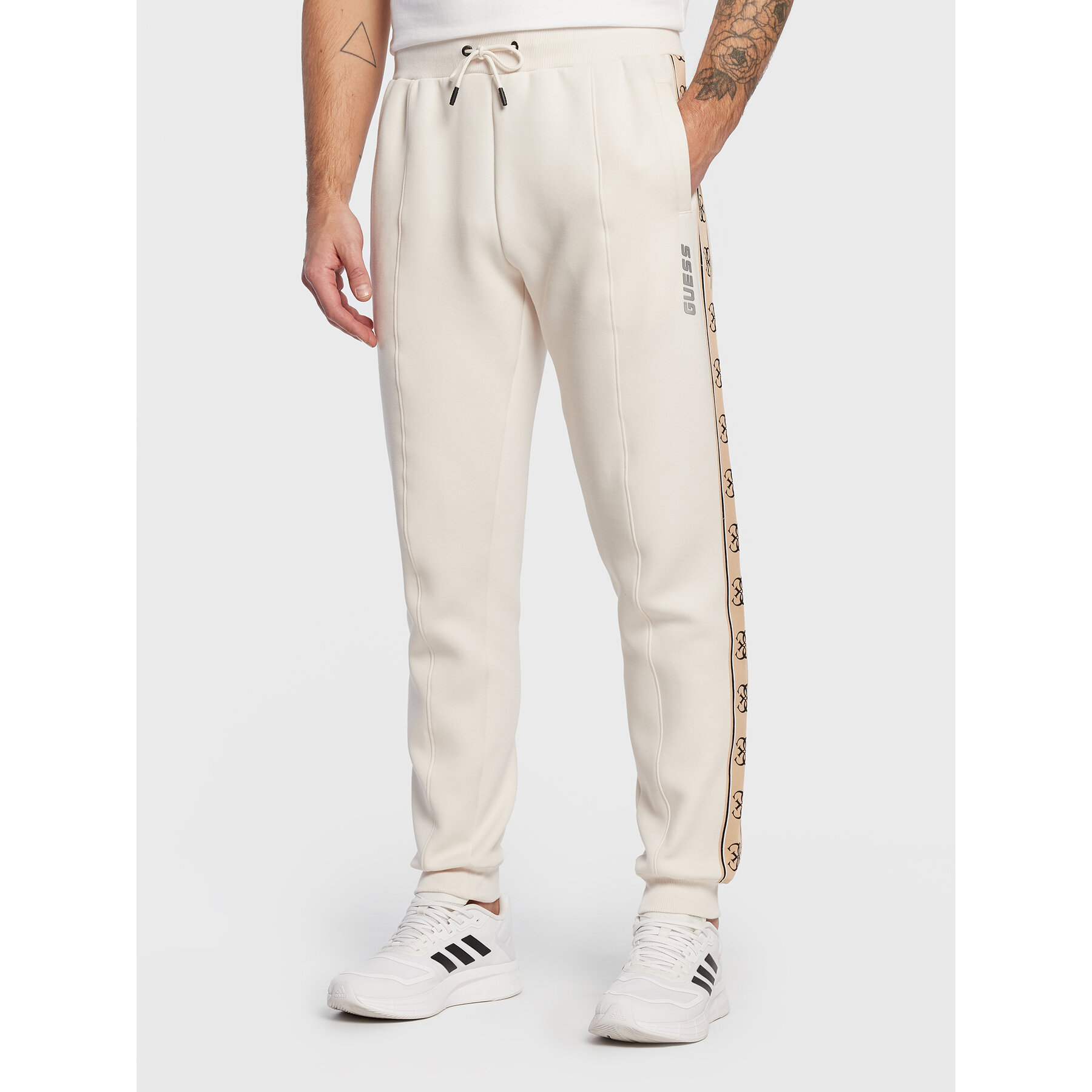 Guess Spodnie dresowe Mickey Z2YB09 KB3P2 Écru Regular Fit