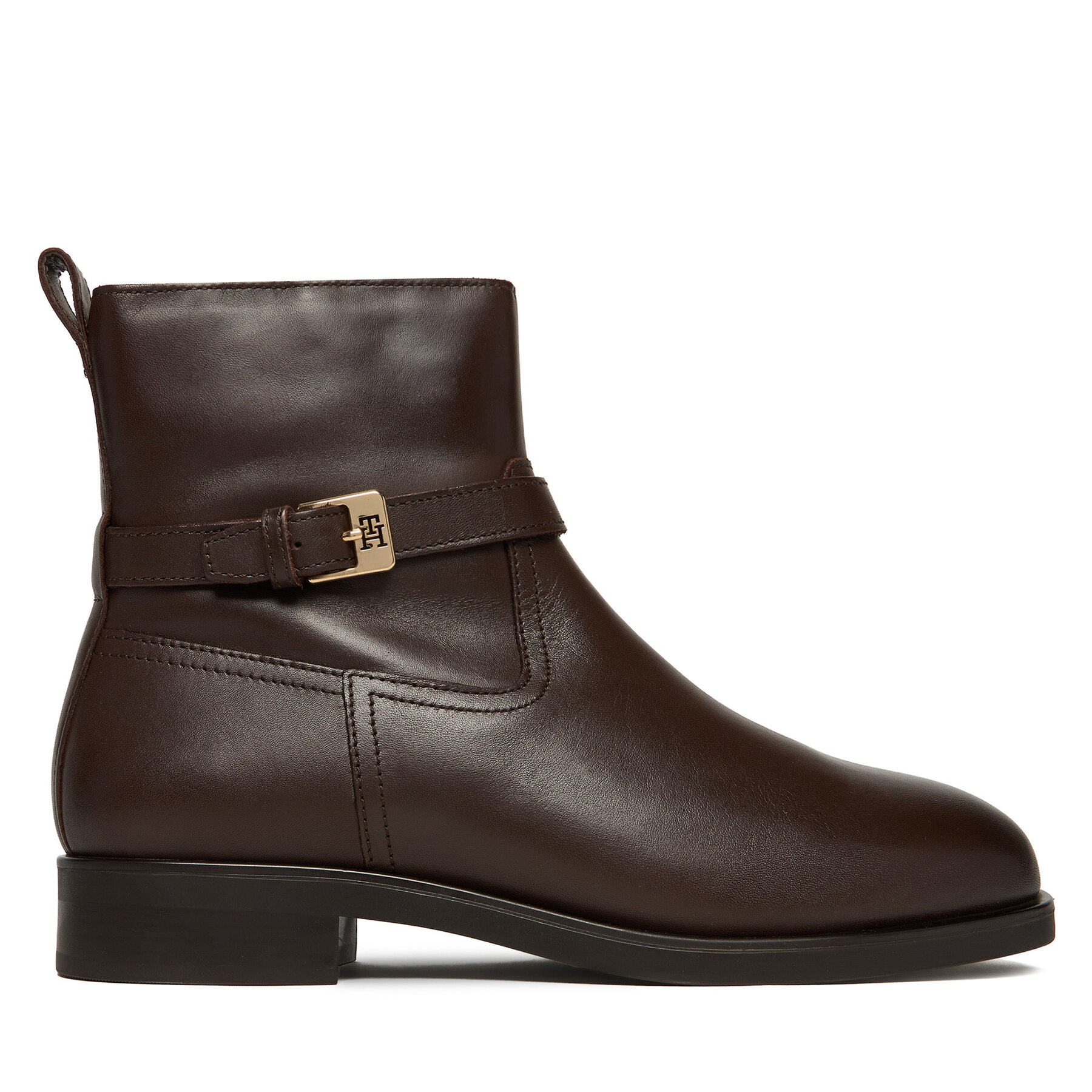 Tommy Hilfiger Botki Th Buckle Riding Leather Bootie FW0FW08781 Brązowy