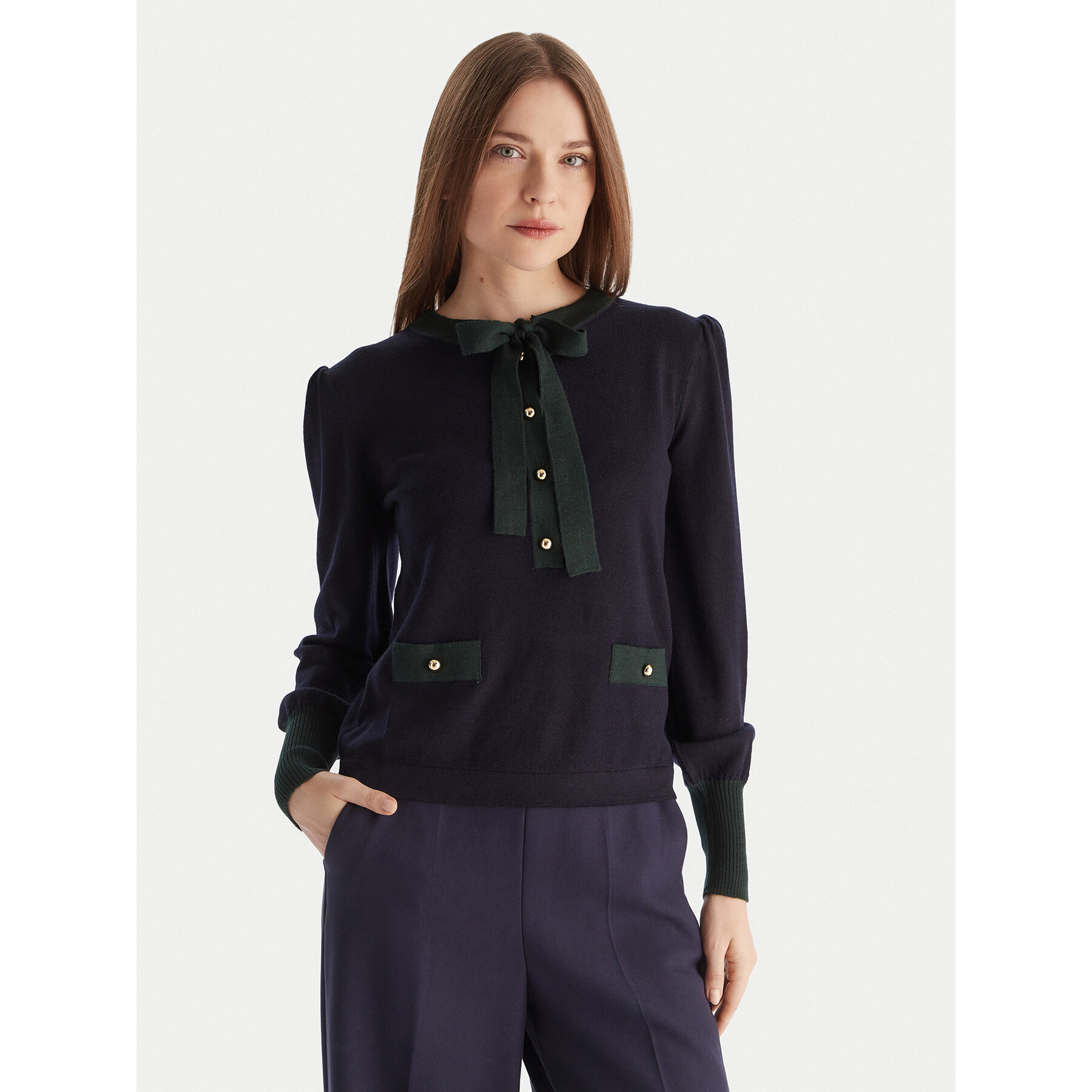 Luisa Spagnoli Sweter Maluma 100211 Granatowy Regular Fit