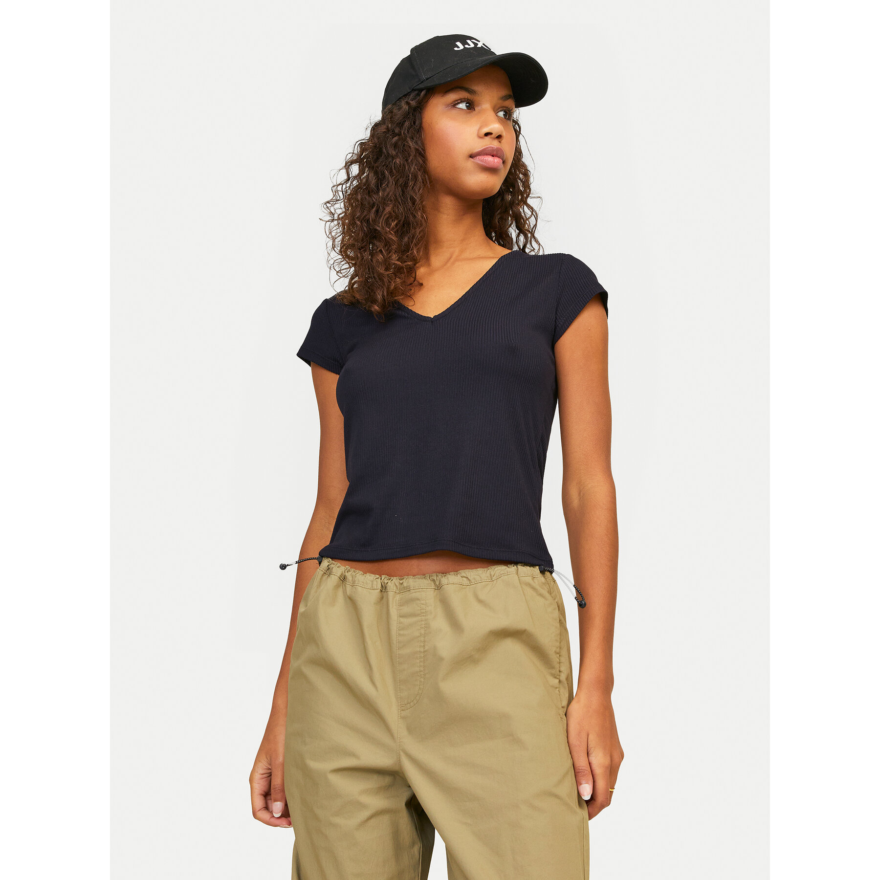 JJXX T-Shirt Hayden 12249361 Czarny Slim Fit