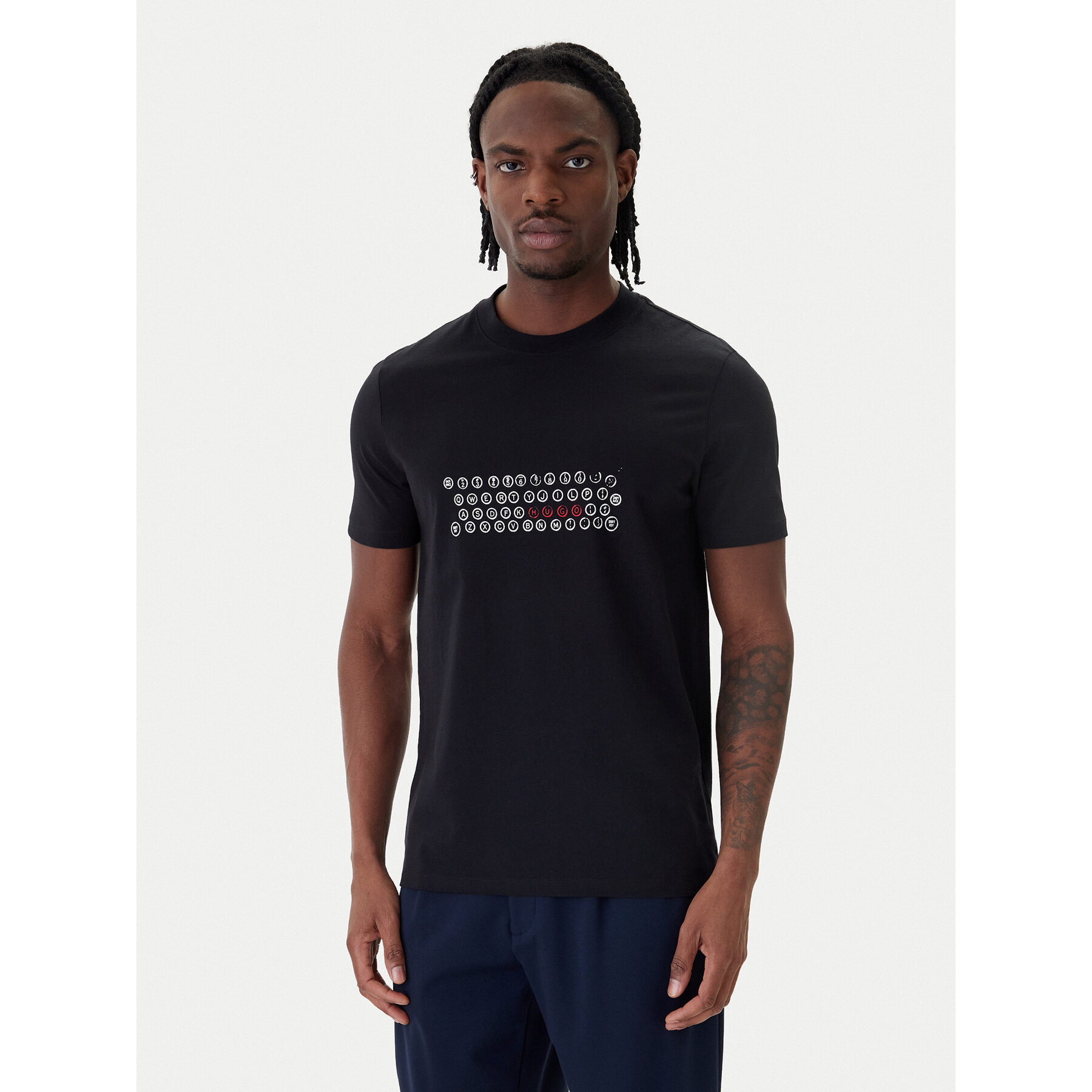 HUGO T-Shirt Deyss 50553755 Czarny Regular Fit