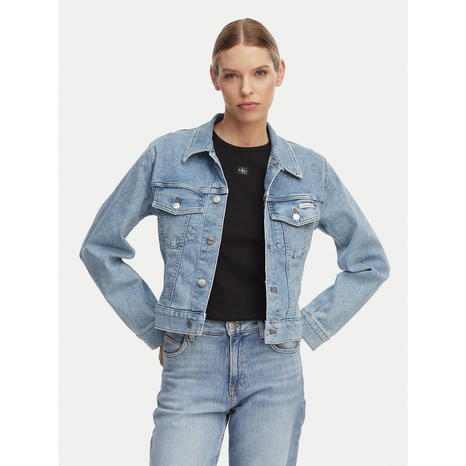 Calvin Klein Jeans Kurtka jeansowa LV047F672G Niebieski jasny Regular Fit