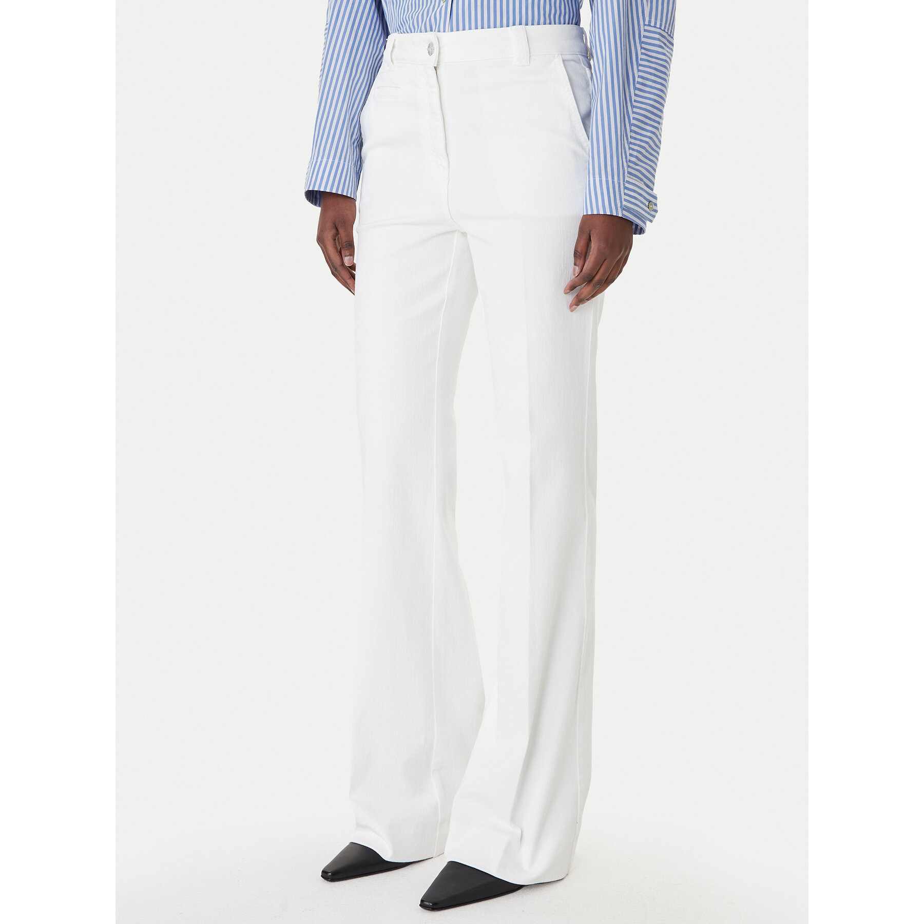 Marella Jeansy Esodo 2613131034 Biały Flare Fit