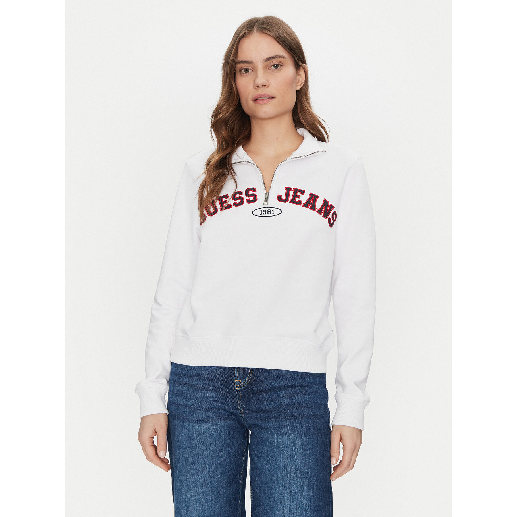 Guess Jeans Bluza W5RQ25 K68I4 Biały Regular Fit