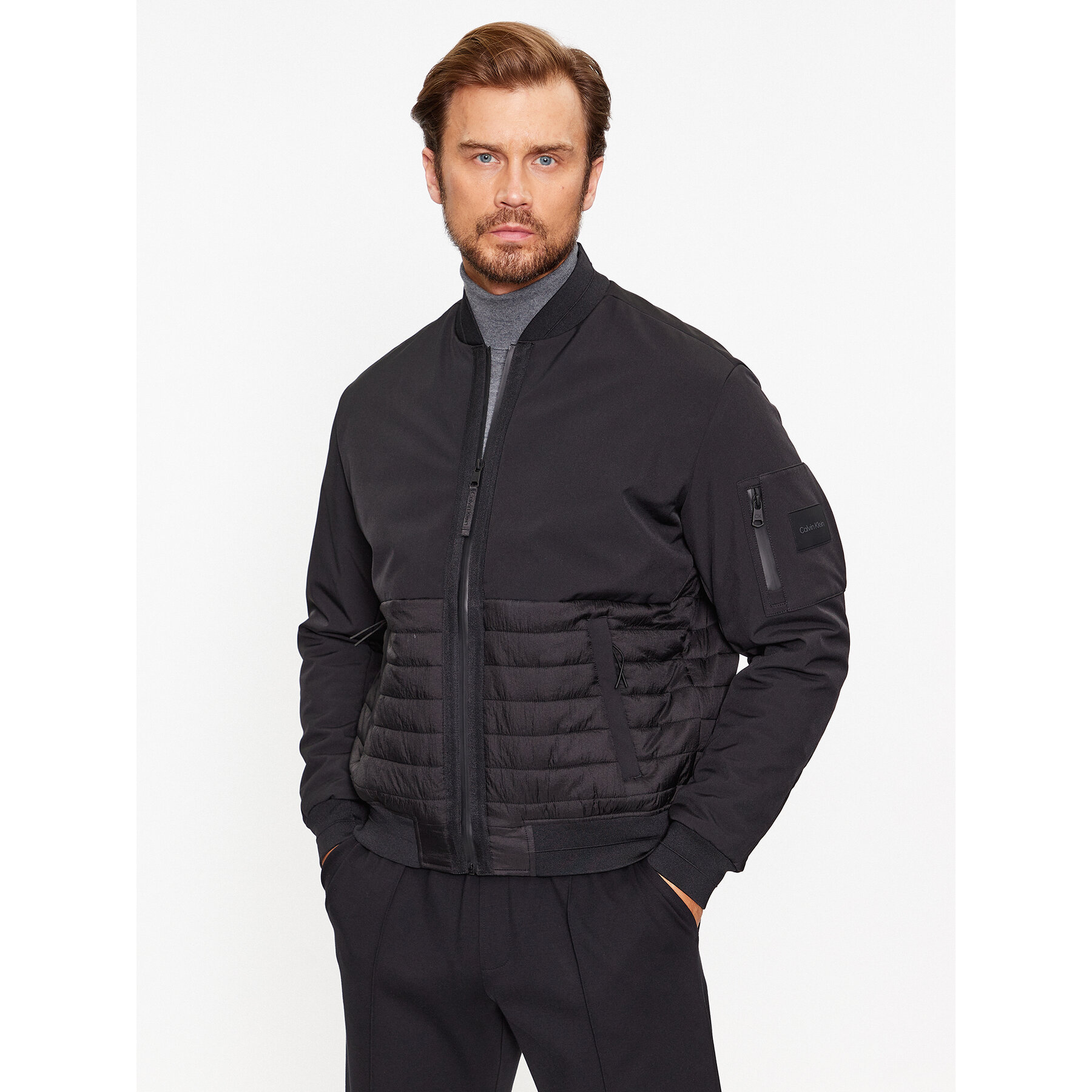 Calvin Klein Kurtka bomber K10K111802 Czarny Regular Fit