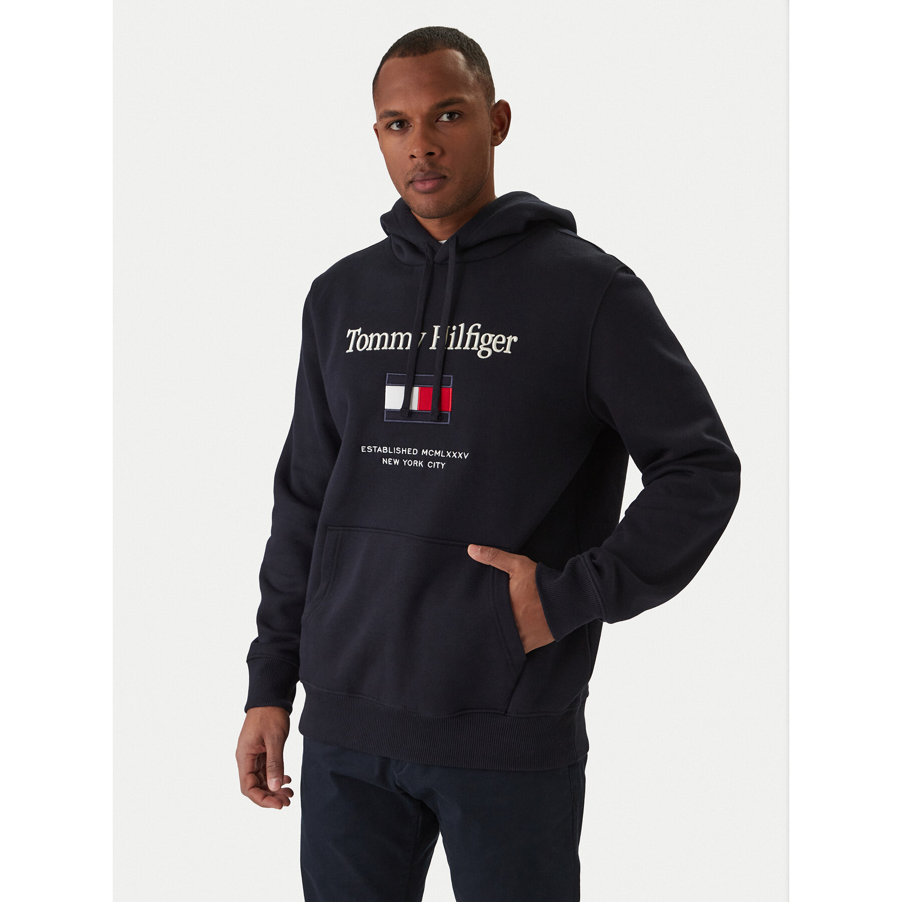 Tommy Hilfiger Bluza Embro Flag MW0MW42735 Granatowy Regular Fit