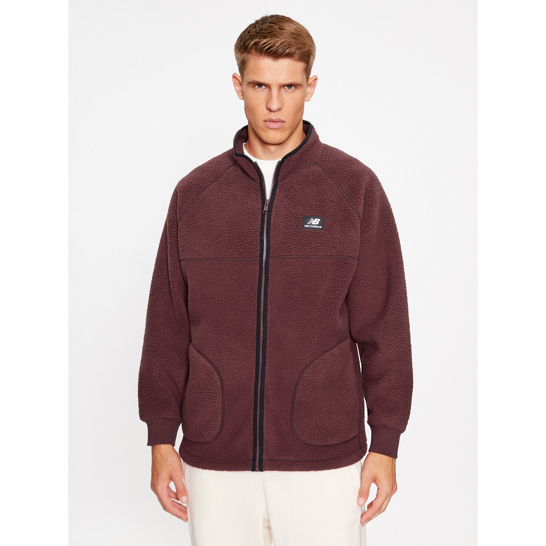 New Balance Polar Athletics Polar Fleece Full Zip MJ33503 Czerwony ciemny Regular Fit
