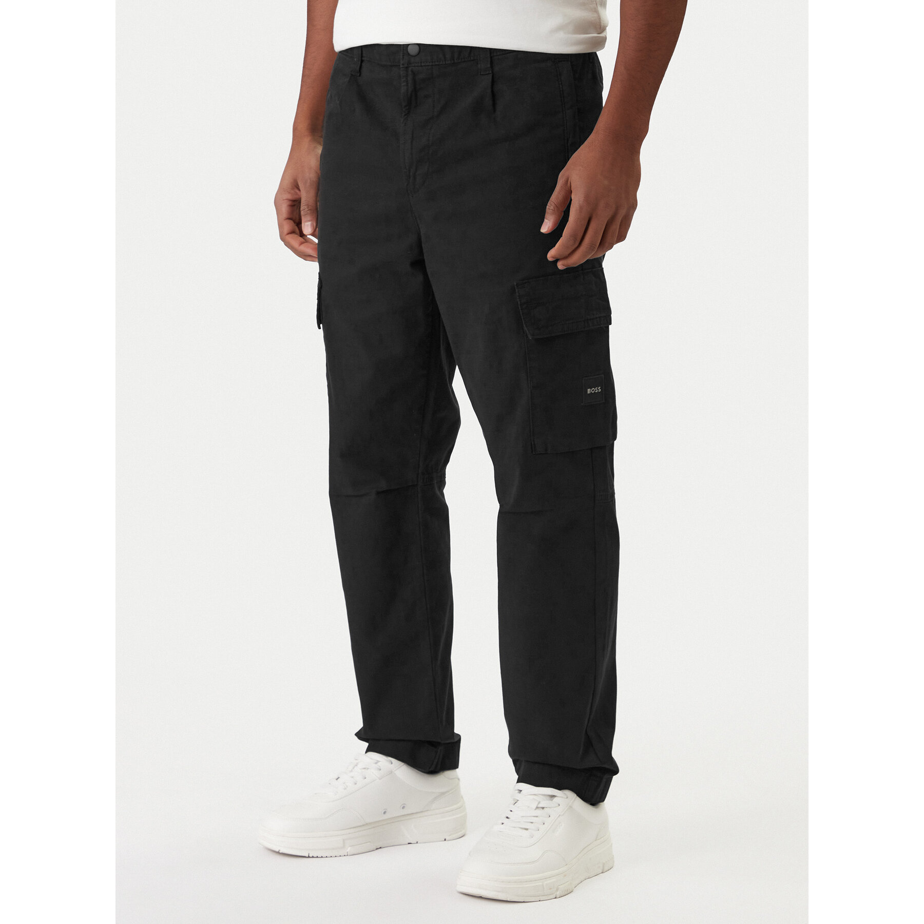 BOSS Spodnie materiałowe Sisla-9-Cargo 50552096 Czarny Regular Fit