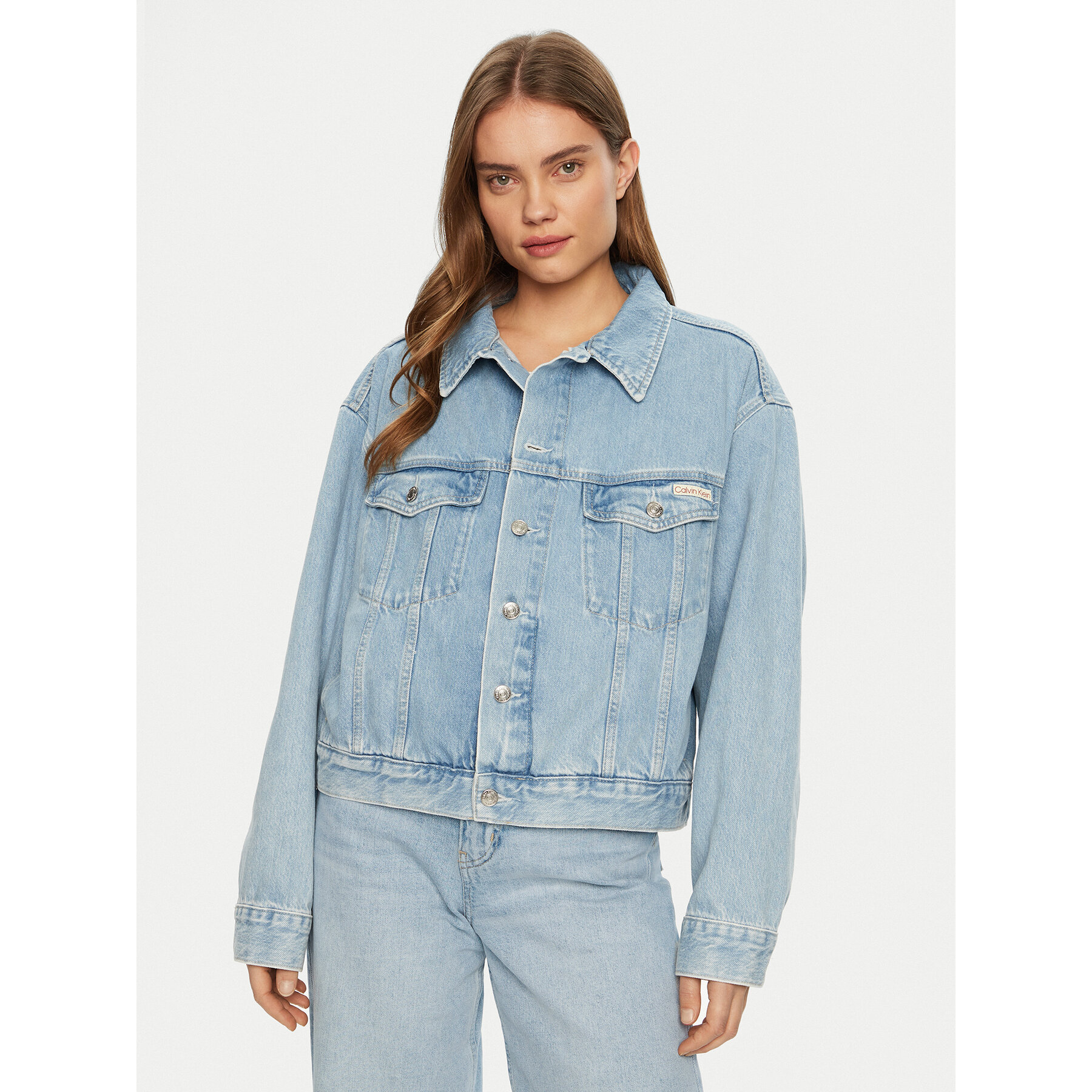 Calvin Klein Jeans Kurtka jeansowa J20J224548 Niebieski Boxy Fit