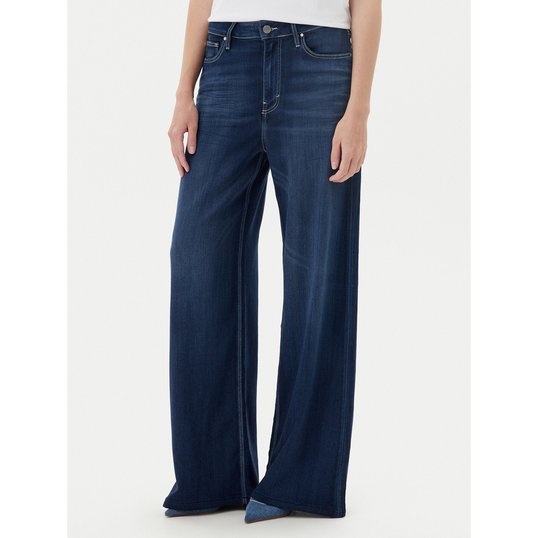 Guess Jeansy W5YA82 D0782 Granatowy Wide Leg