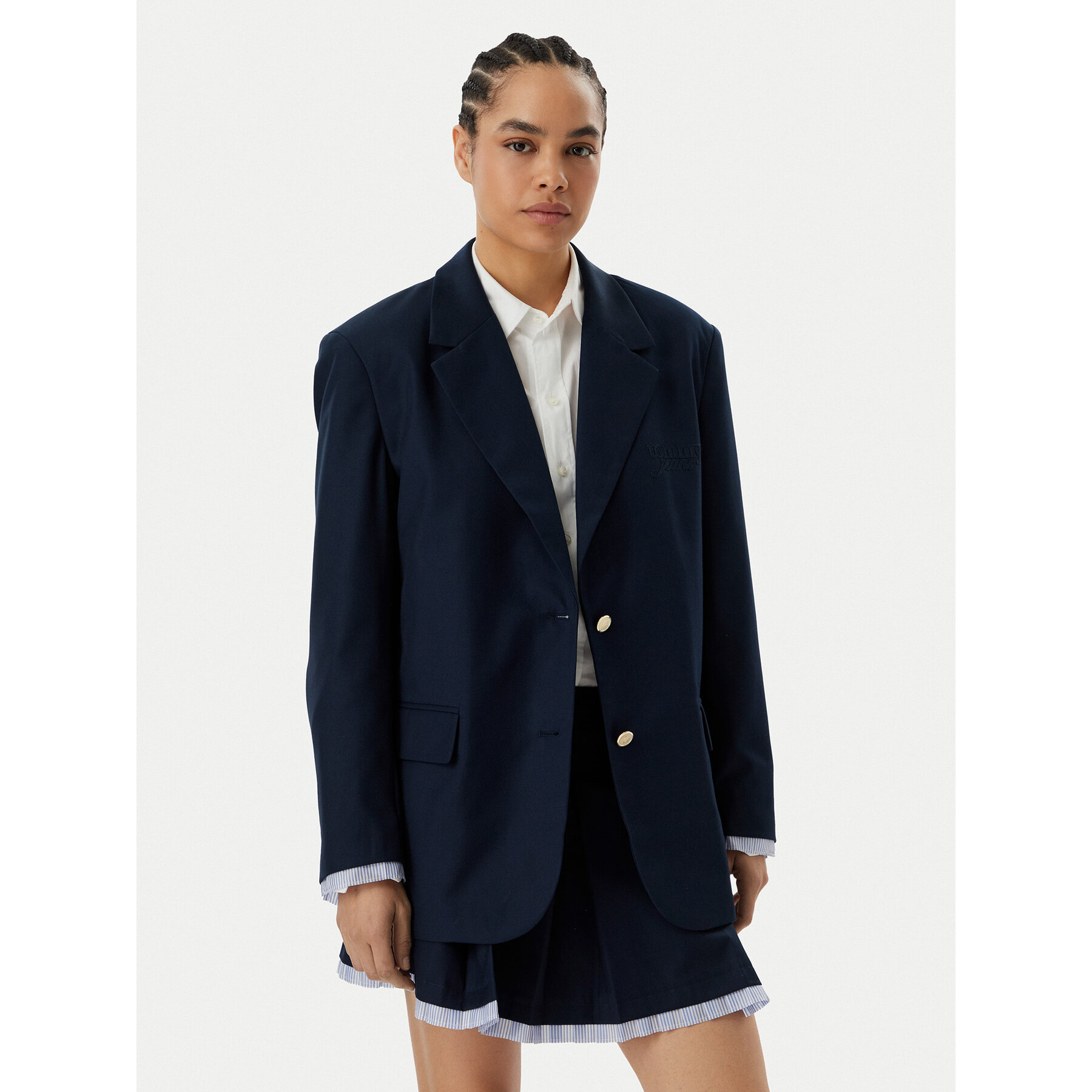 Tommy Jeans Marynarka DW0DW22601 Granatowy Boyfriend Fit
