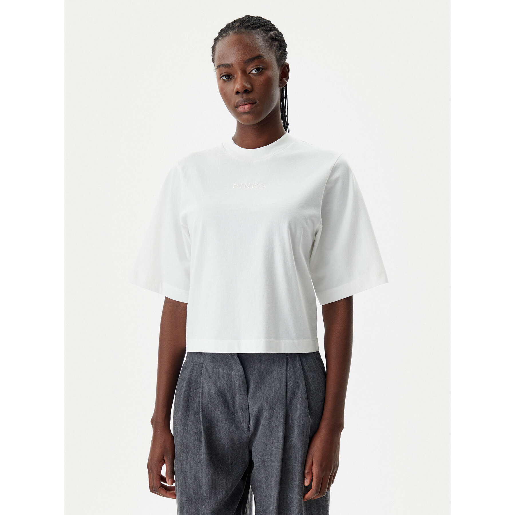 PINKO T-Shirt 104604 A2F8 Z05 Biały Regular Fit