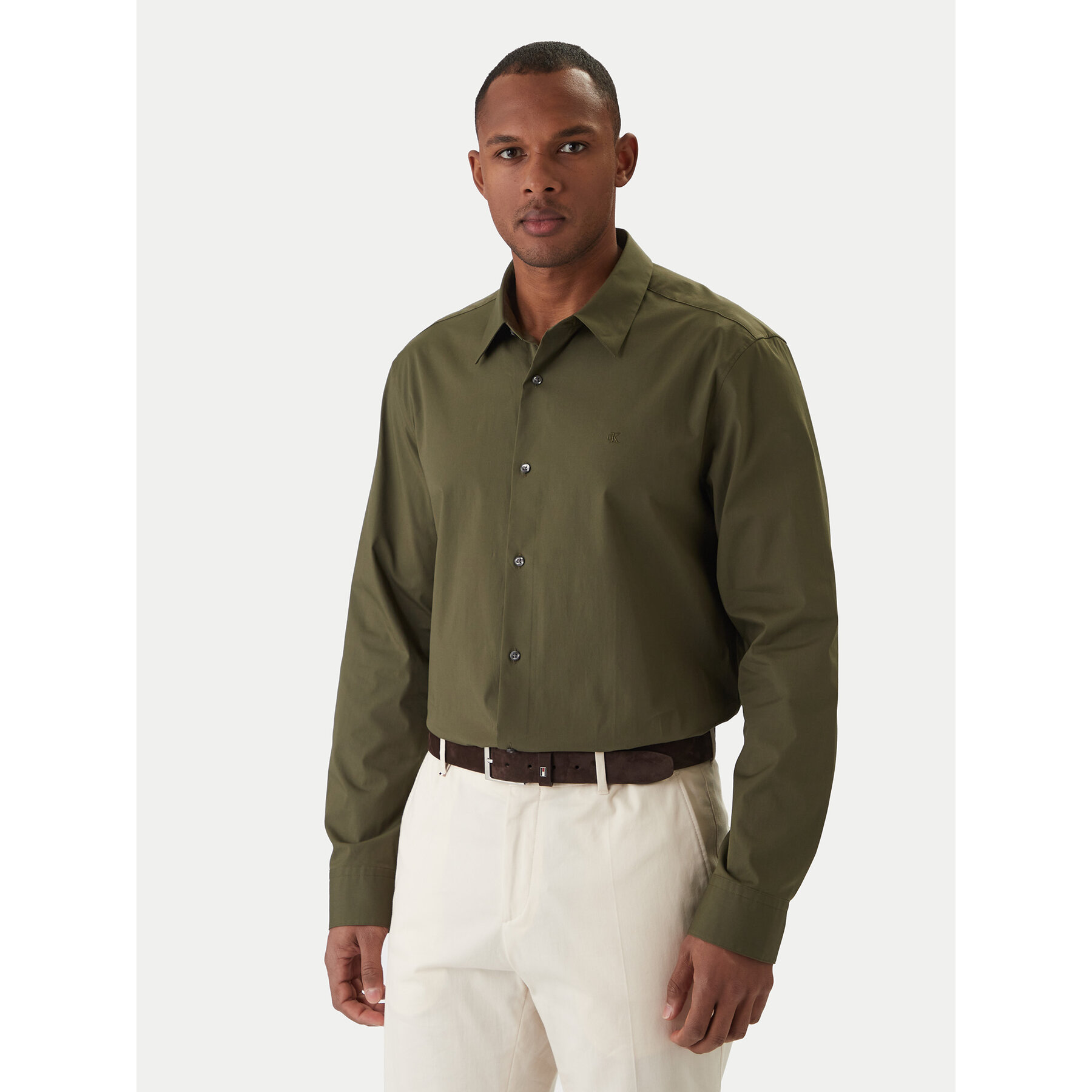 Calvin Klein Koszula LV04LB148G Khaki Slim Fit