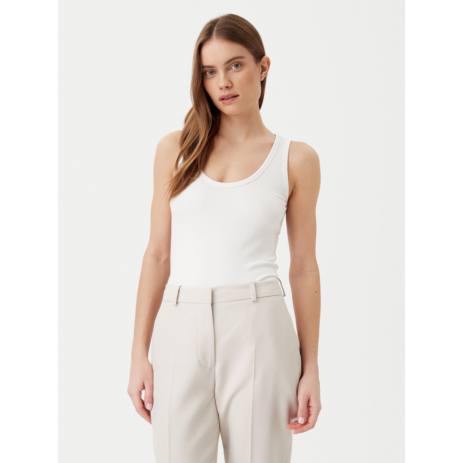 Calvin Klein Top K20K208246 Biały Slim Fit