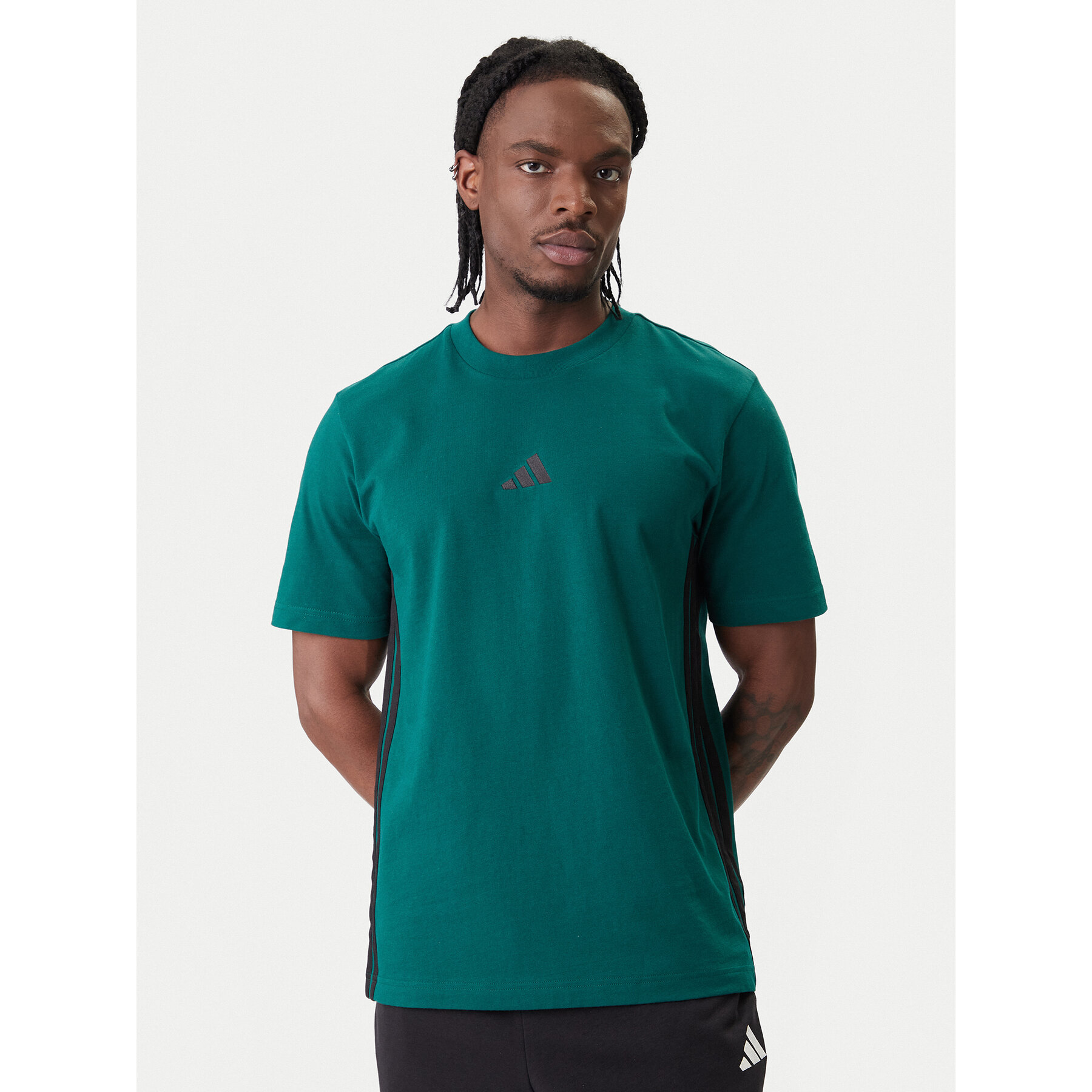 adidas T-Shirt Essentials 3-Stripes JD1905 Zielony Regular Fit