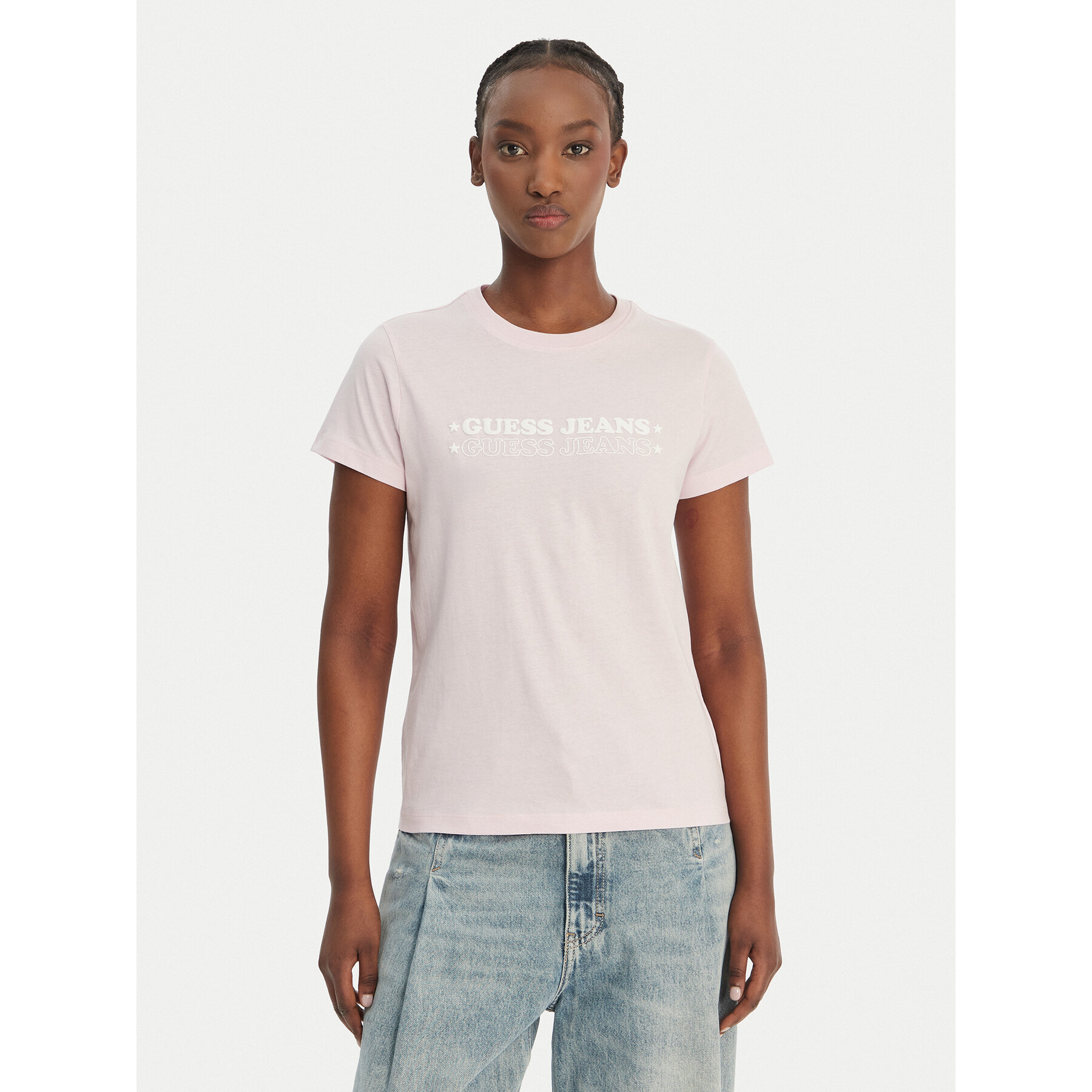 Guess Jeans T-Shirt W6GIC5 K8HM0 Różowy Regular Fit