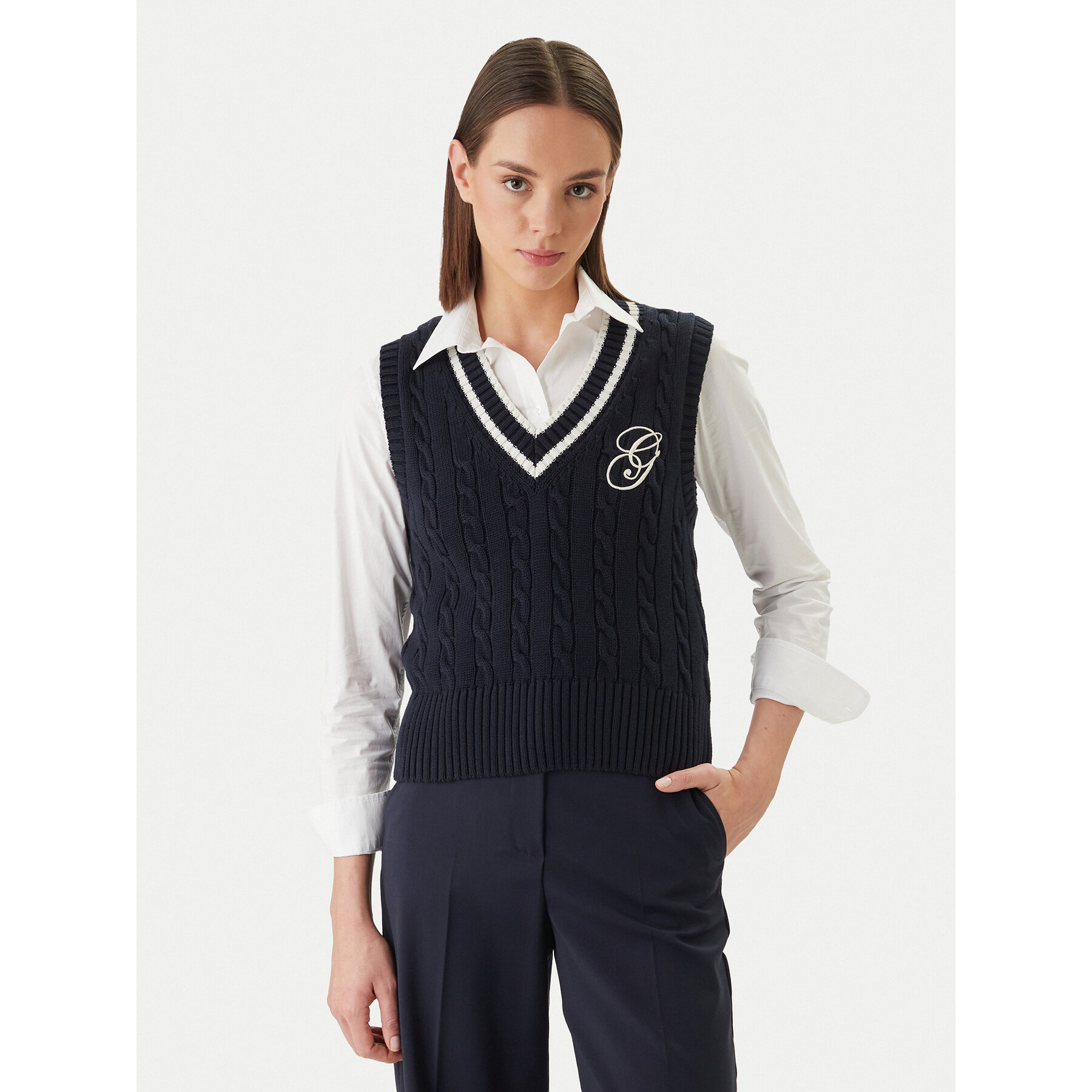 Gant Sweter 4805441 Granatowy Regular Fit