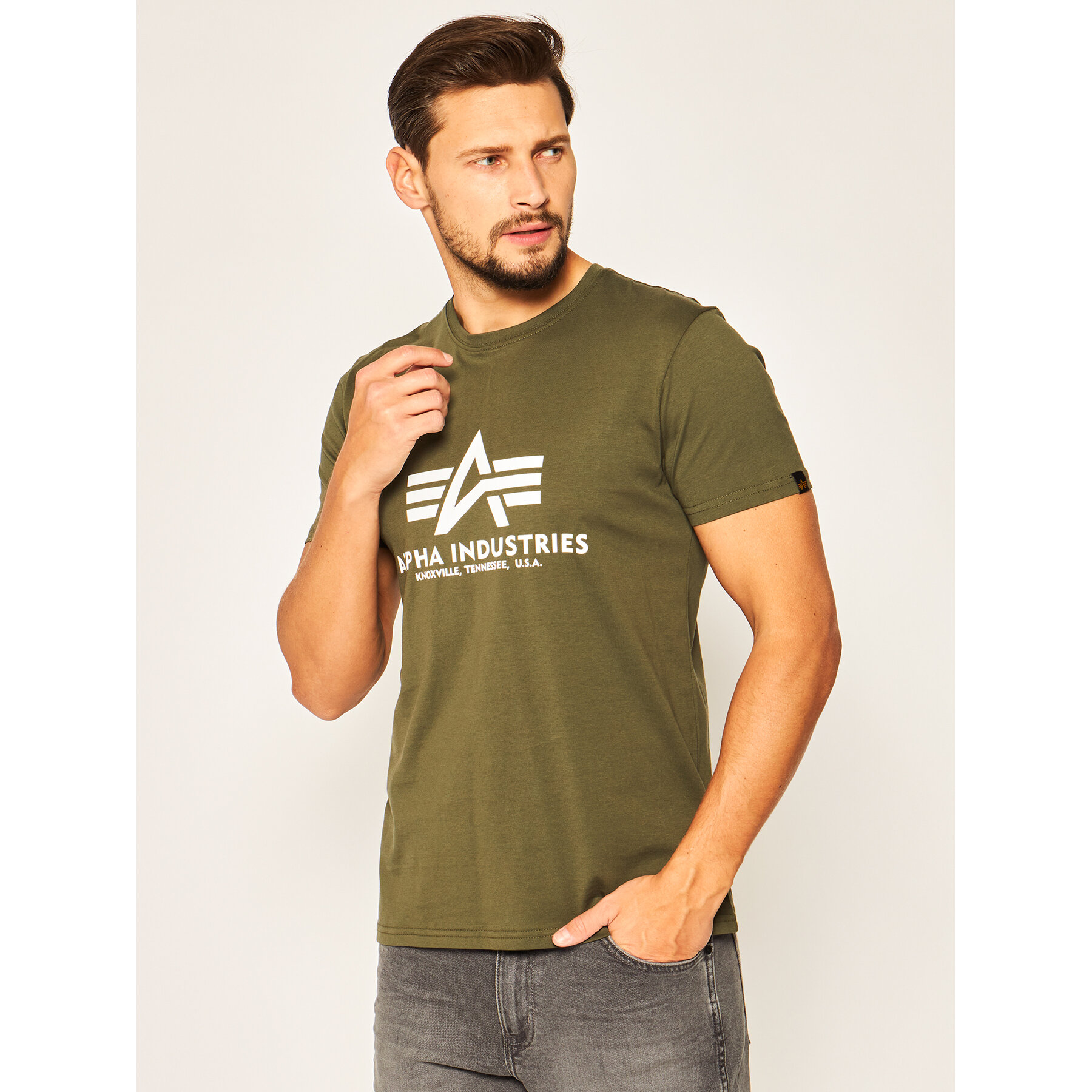 Alpha Industries T-Shirt Basic 100501 Zielony Regular Fit