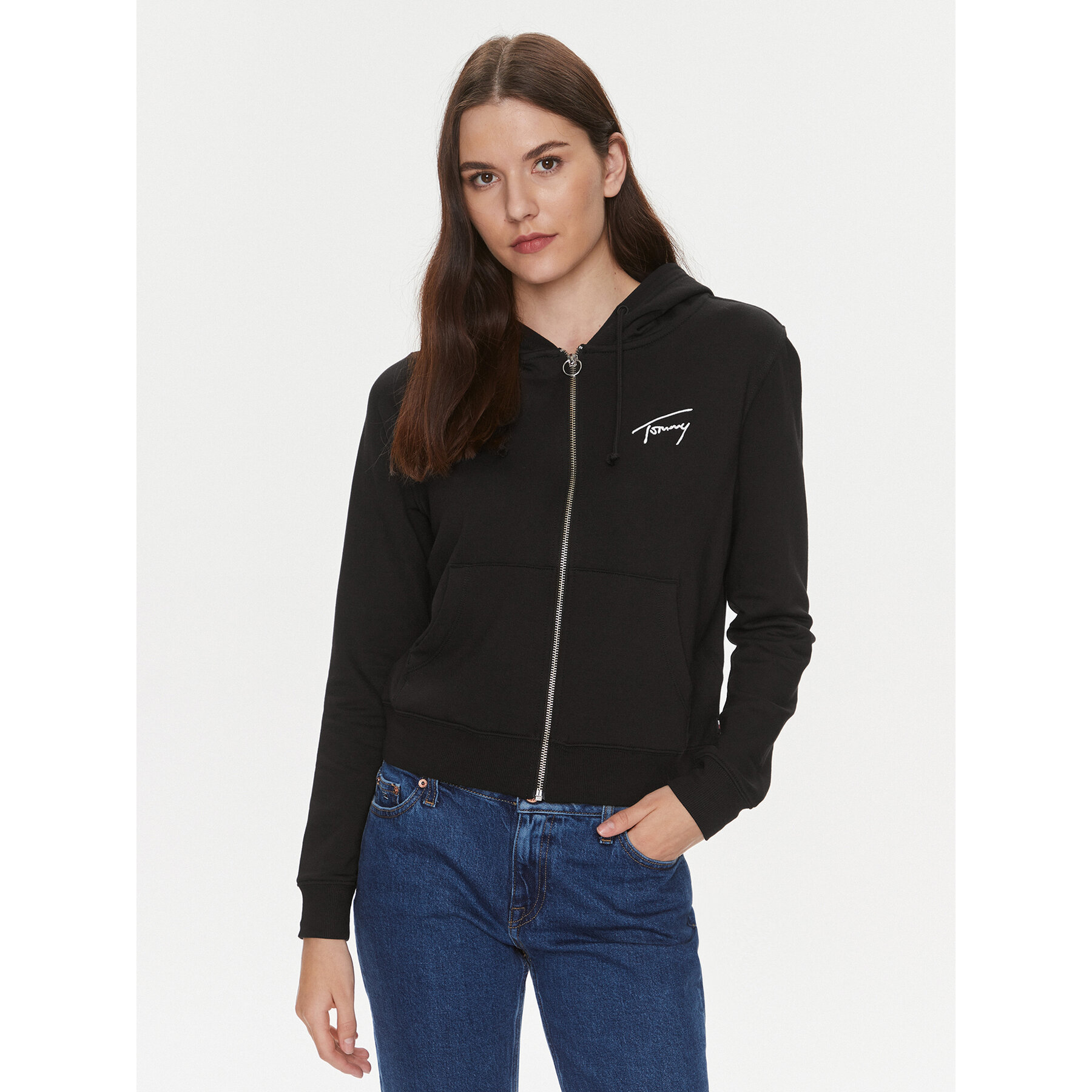 Tommy Jeans Bluza Signature DW0DW17338 Czarny Regular Fit