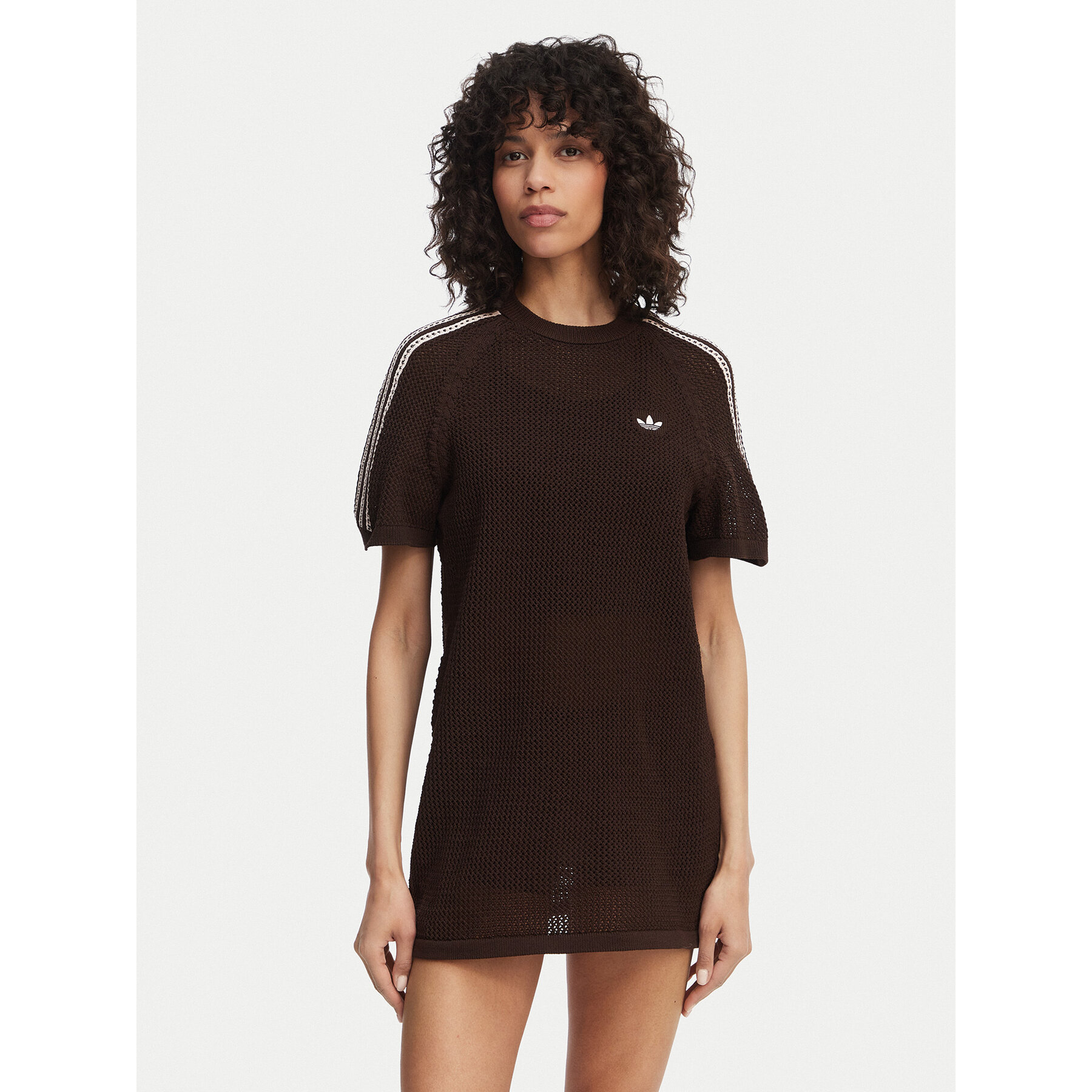 adidas Sukienka dzianinowa Knitted Crochet KE0203 Brązowy Loose Fit